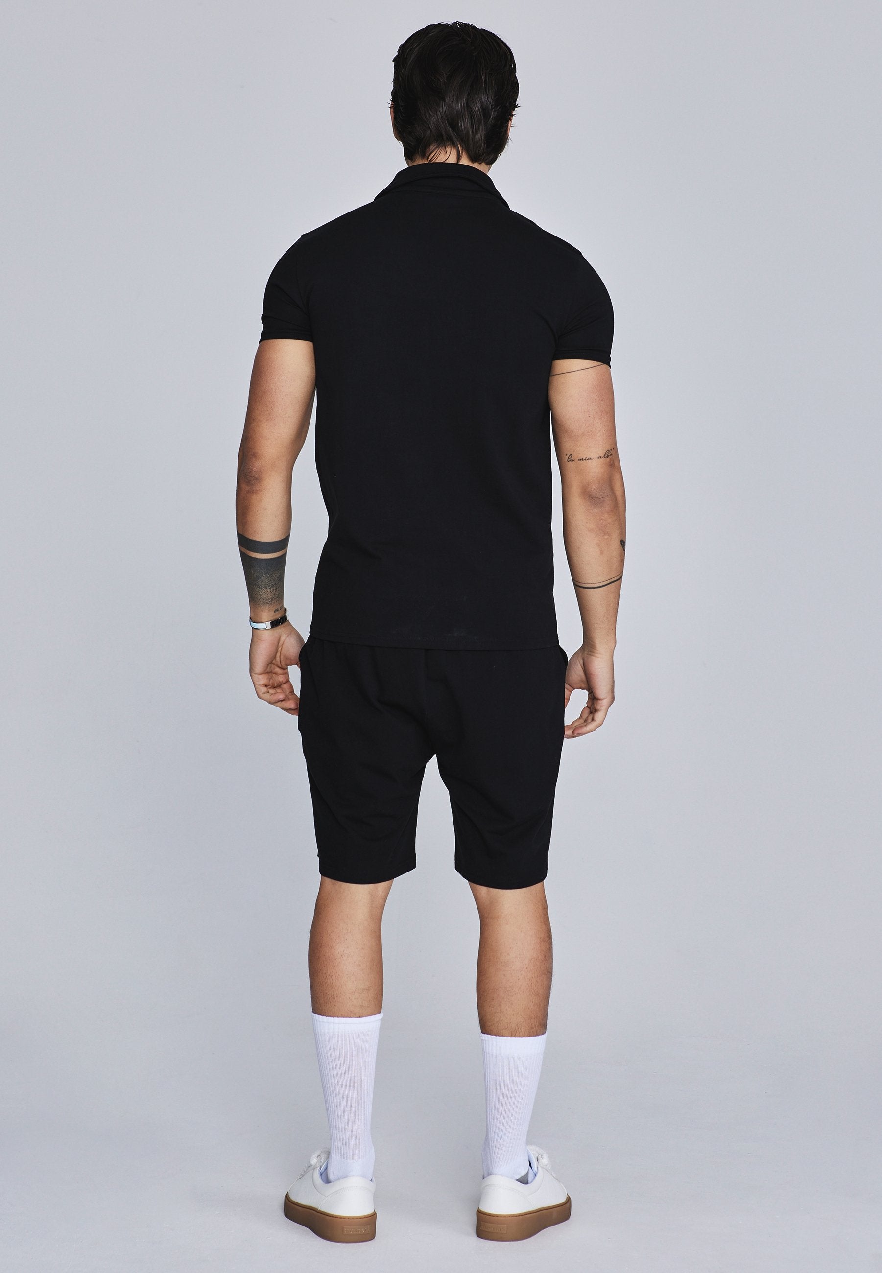 Polo and Shorts Set in Black Sets SikSilk