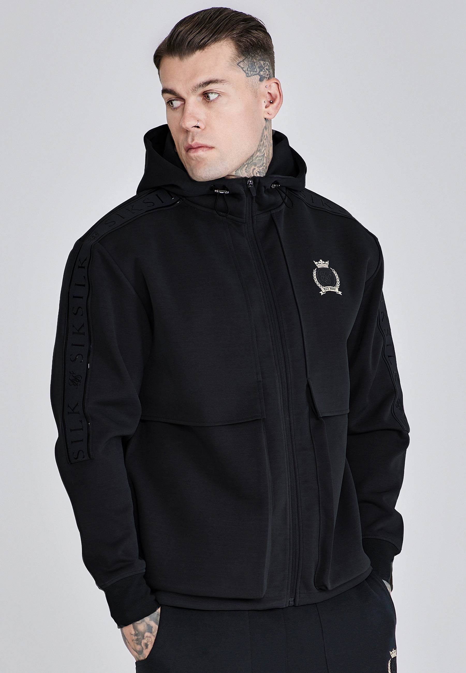 Utility Hoodie in Black Sweatjacken SikSilk
