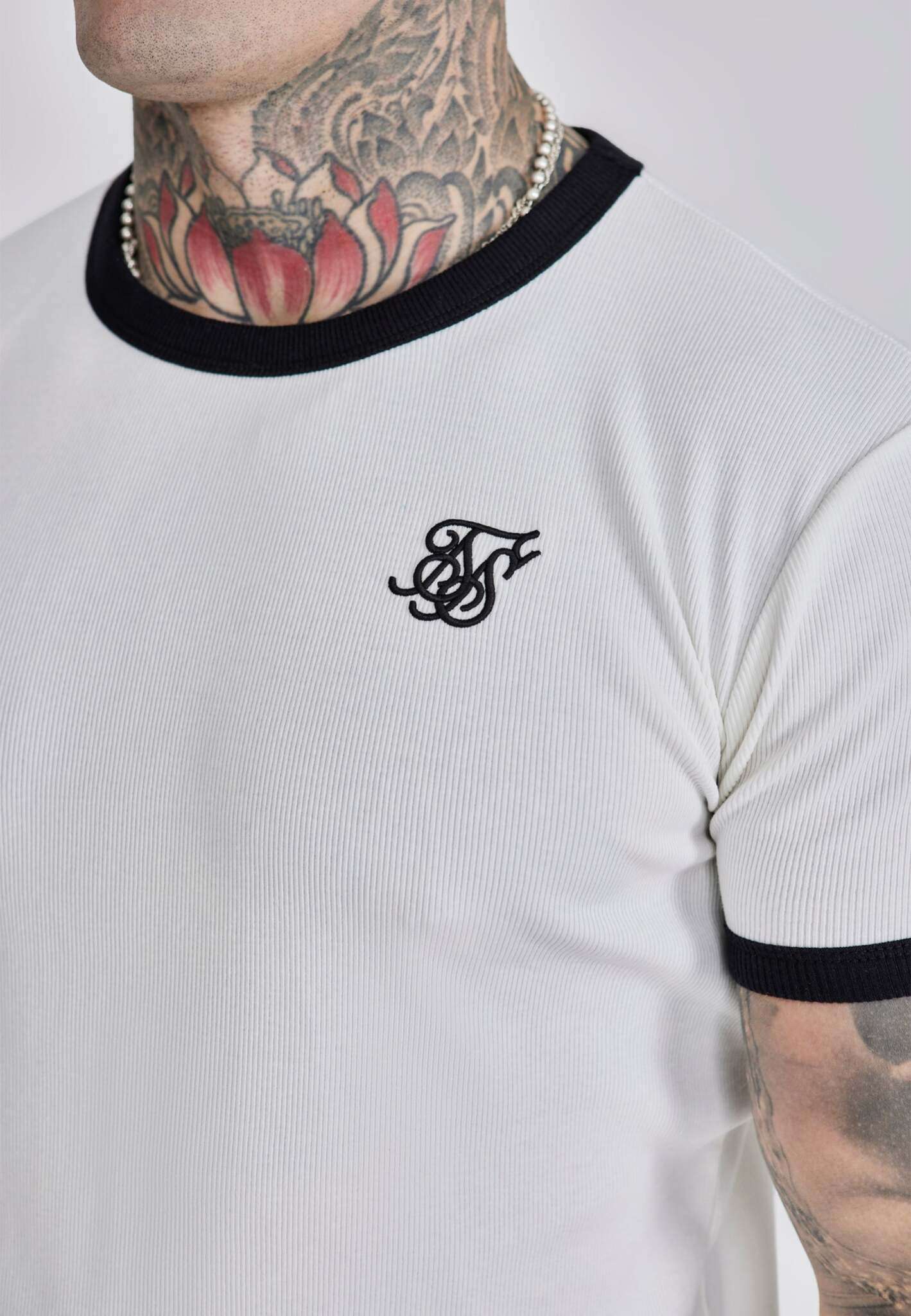 Ribbed Ringer T-Shirt in Ecru T-Shirts SikSilk