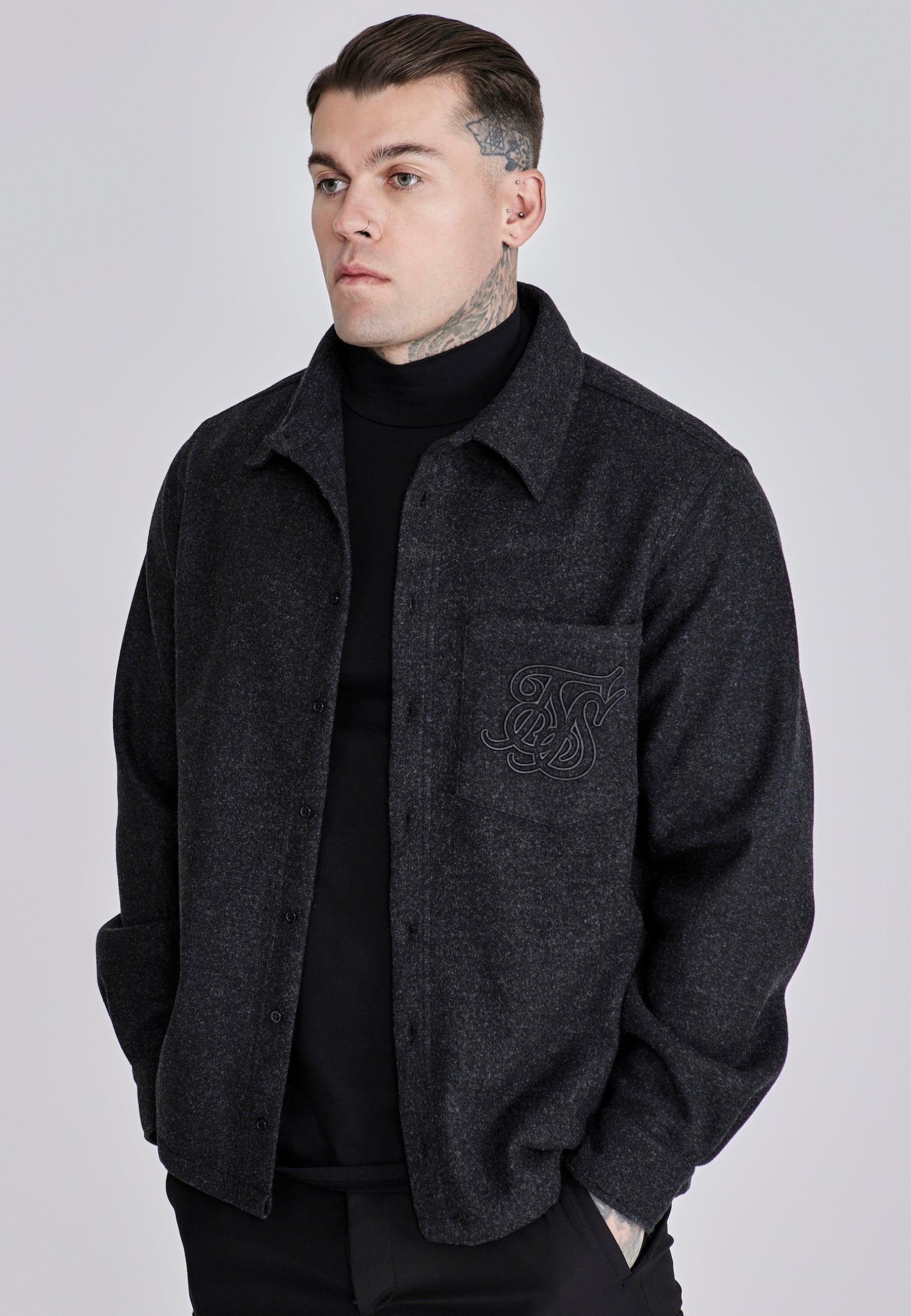 Overshirt in Dark Grey Hemden SikSilk