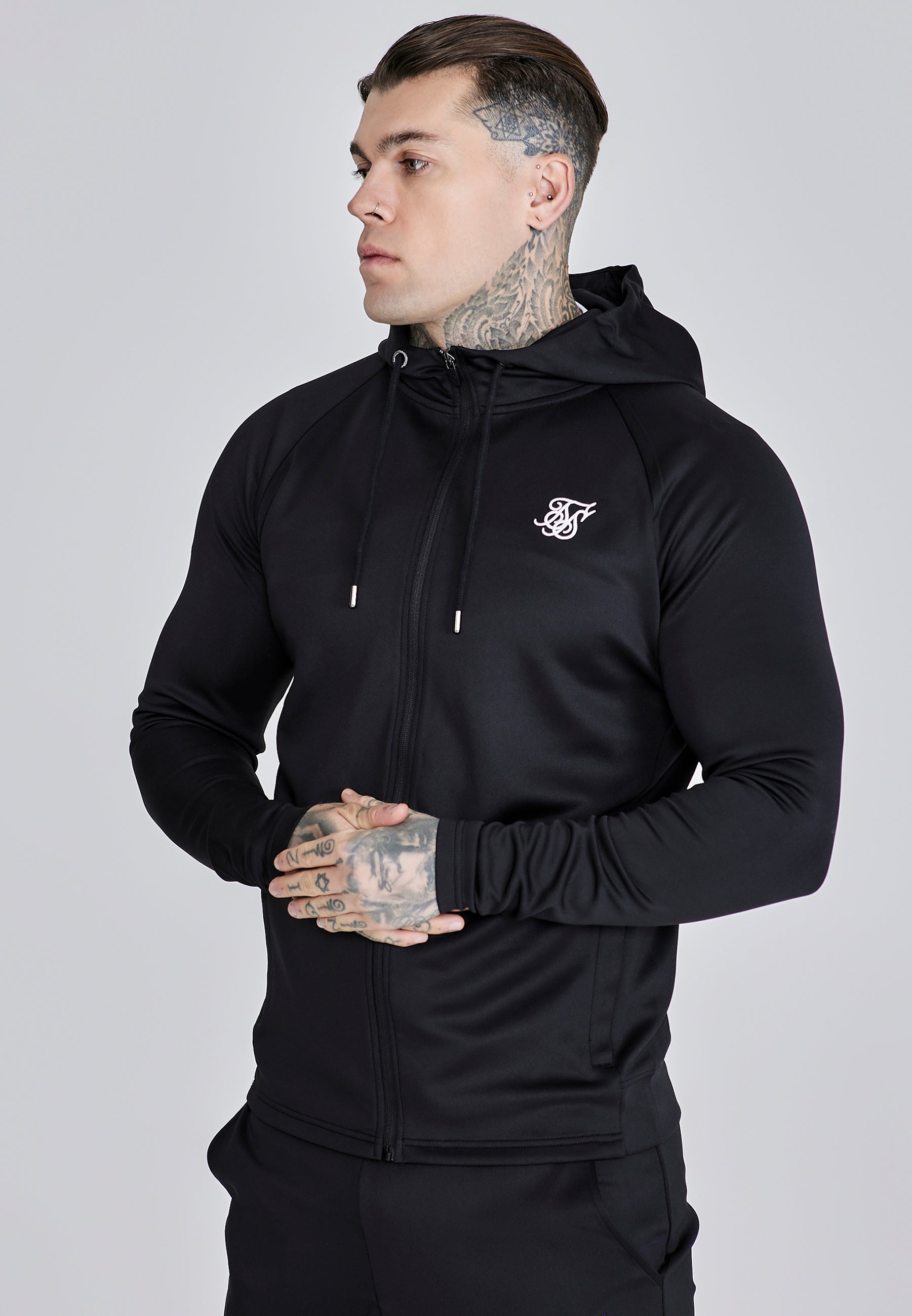 Hoodie and Joggers Set in Black Sets SikSilk