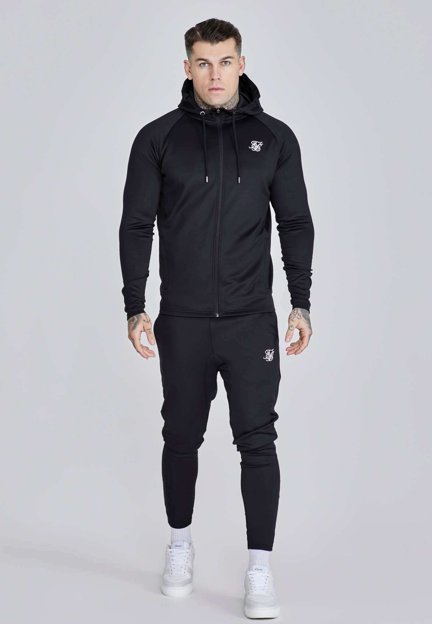 Hoodie and Joggers Set in Black Sets SikSilk