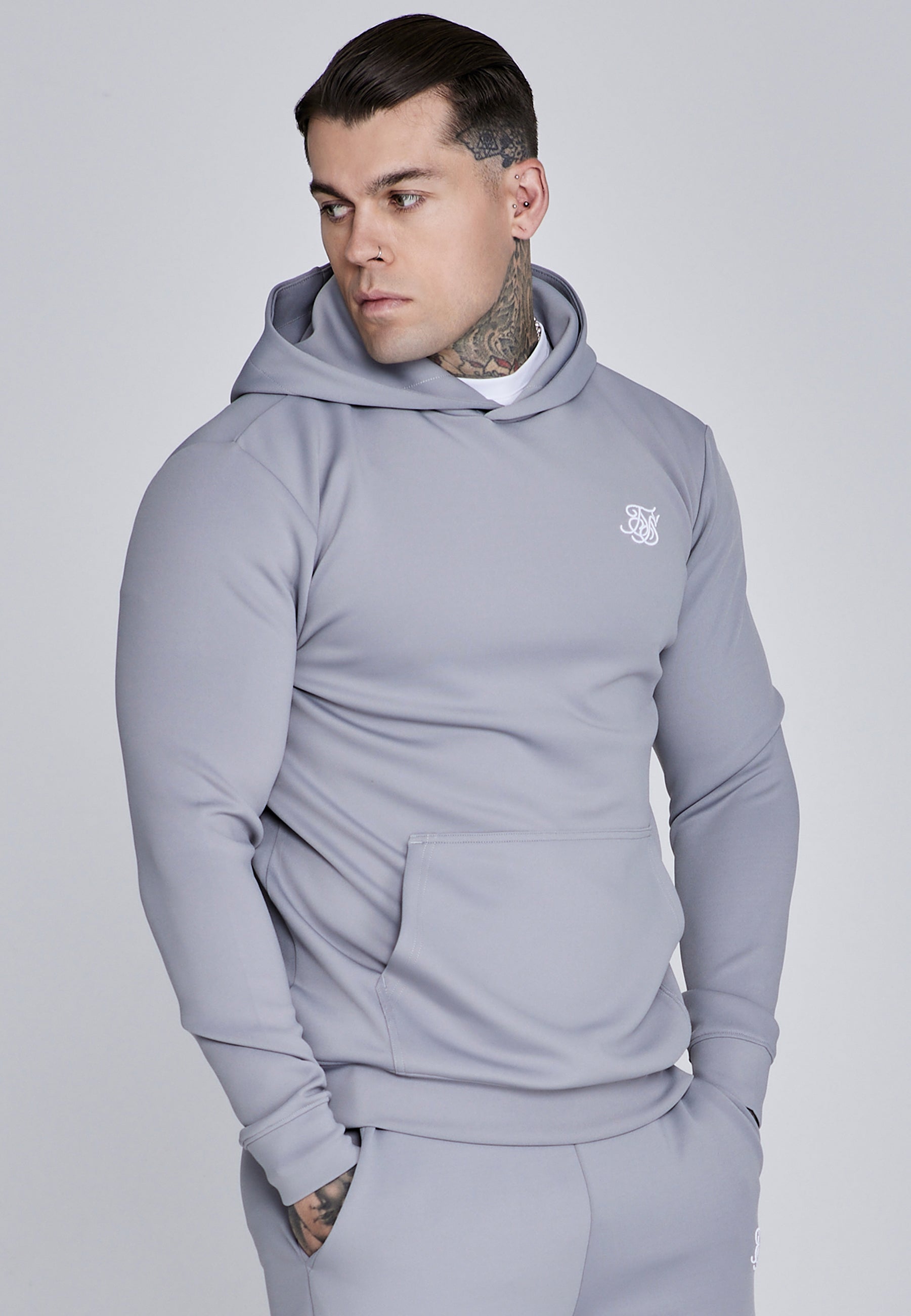 Essentials Poly Hoodie in Grey Kapuzenpullover SikSilk