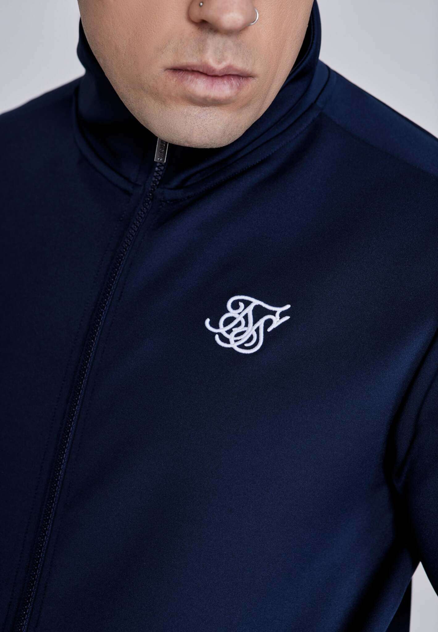 Essentials Poly Track Top in Navy Sweatjacken SikSilk