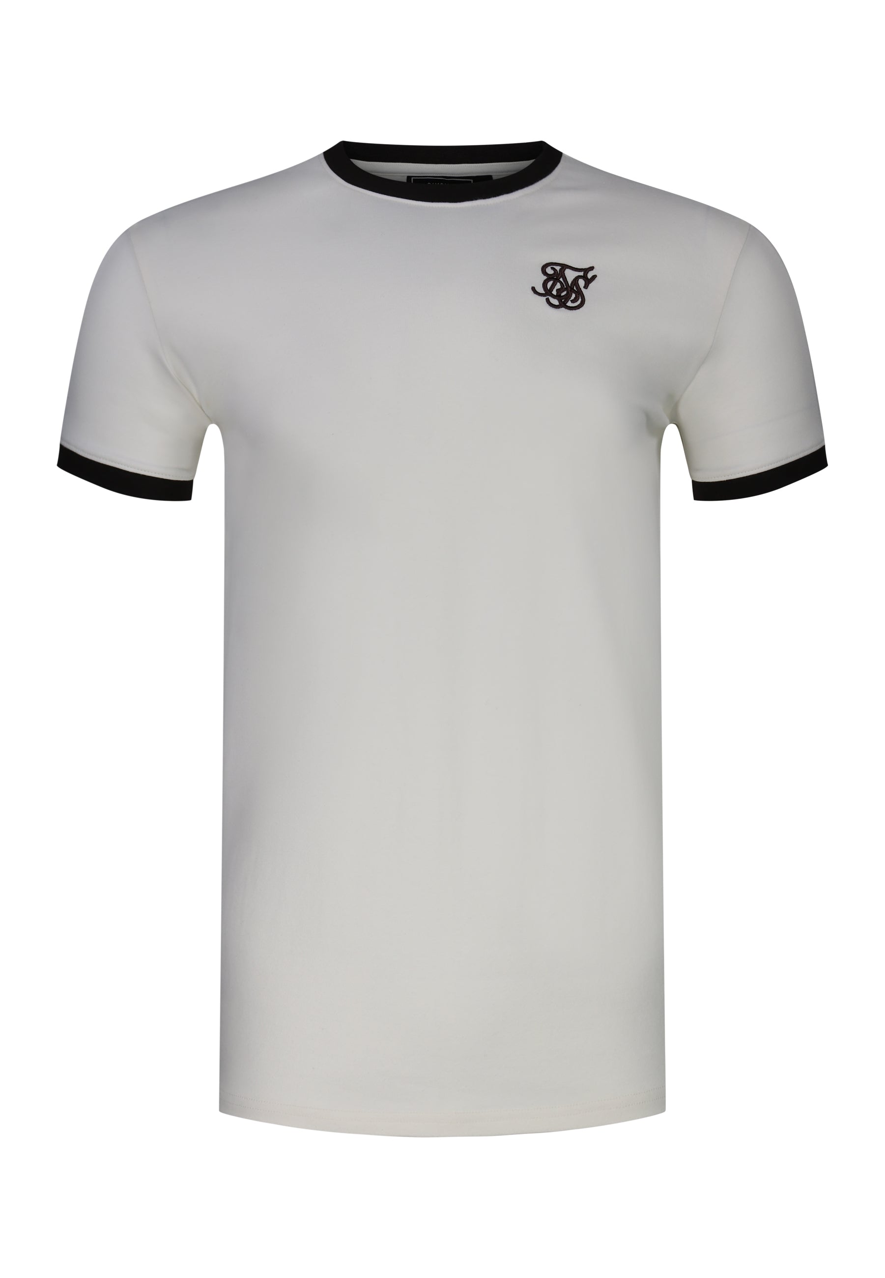 Stripe Ringer T-Shirt in Ecru-Brown T-Shirts SikSilk