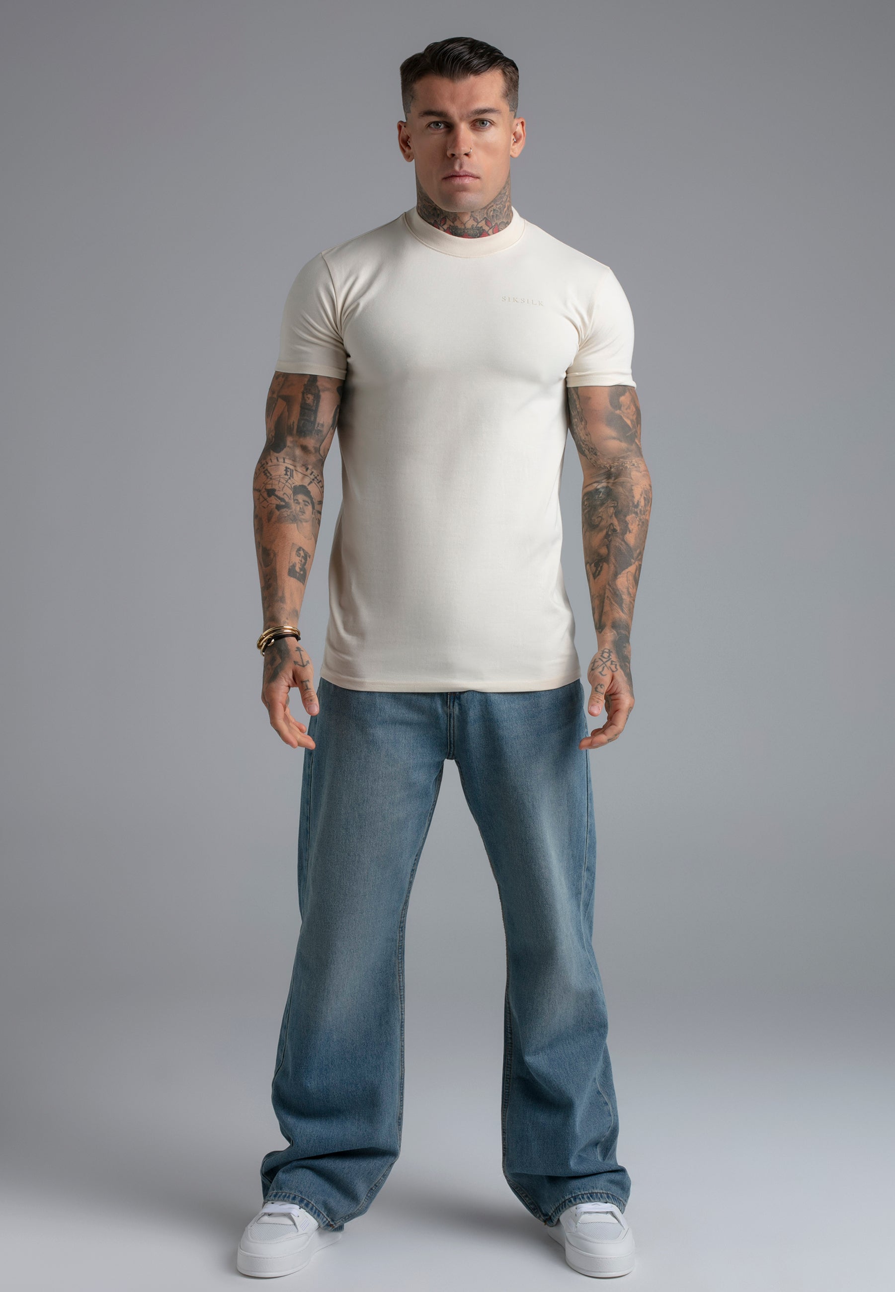 Muscle Fit T-Shirt in Ecru T-Shirts SikSilk