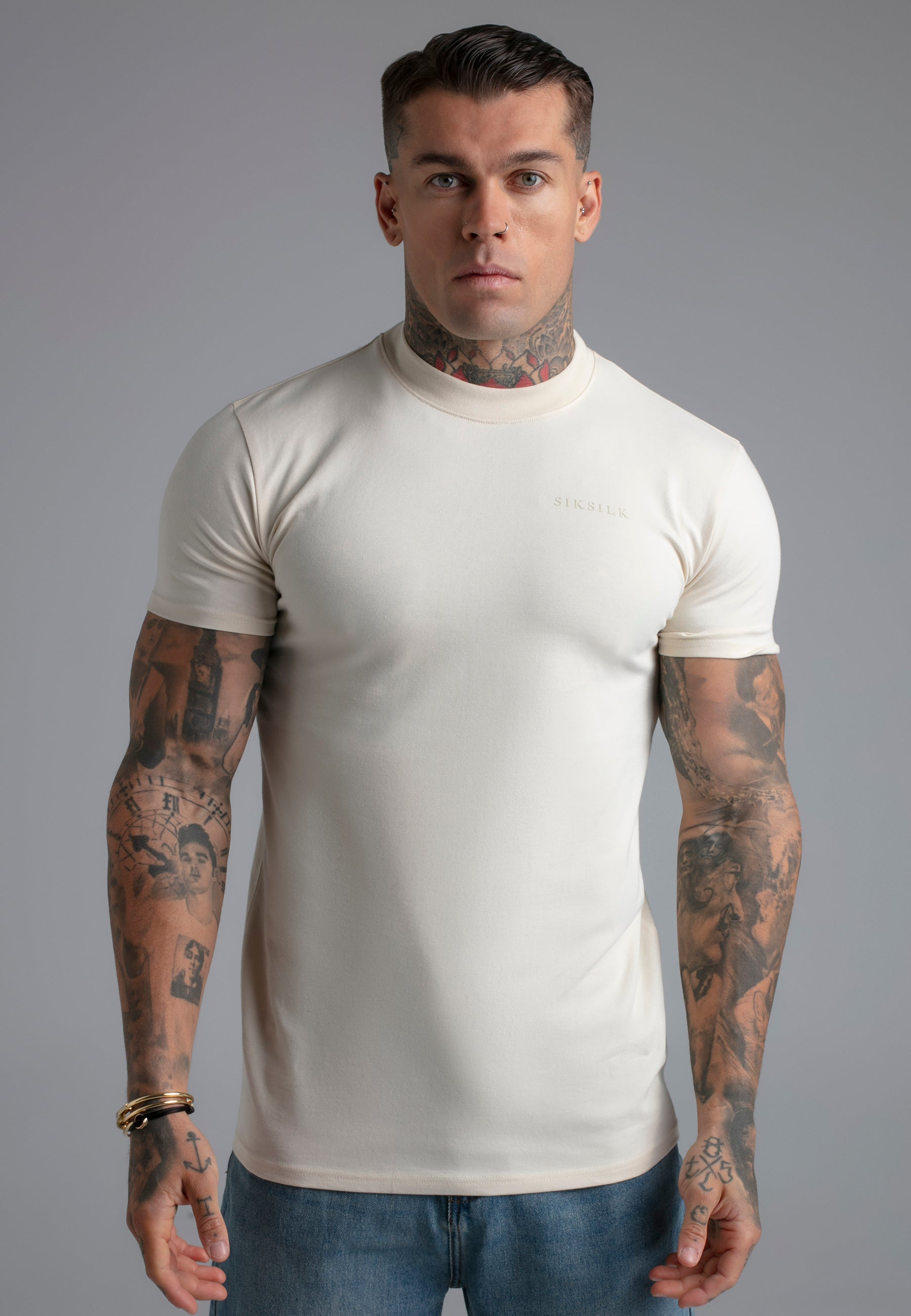 Muscle Fit T-Shirt in Ecru T-Shirts SikSilk