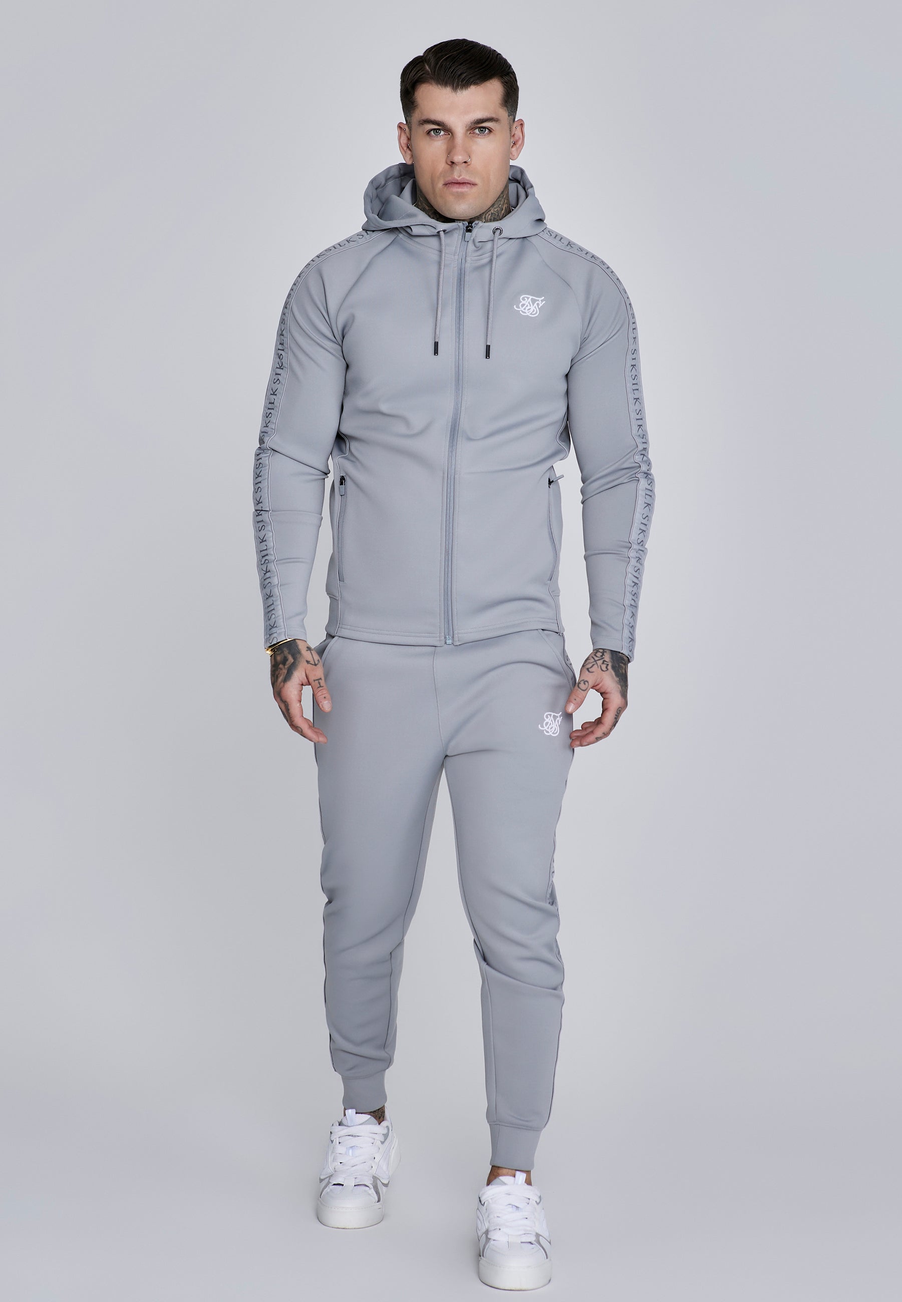 Hoodie And Joggers Set in Grey Sets SikSilk