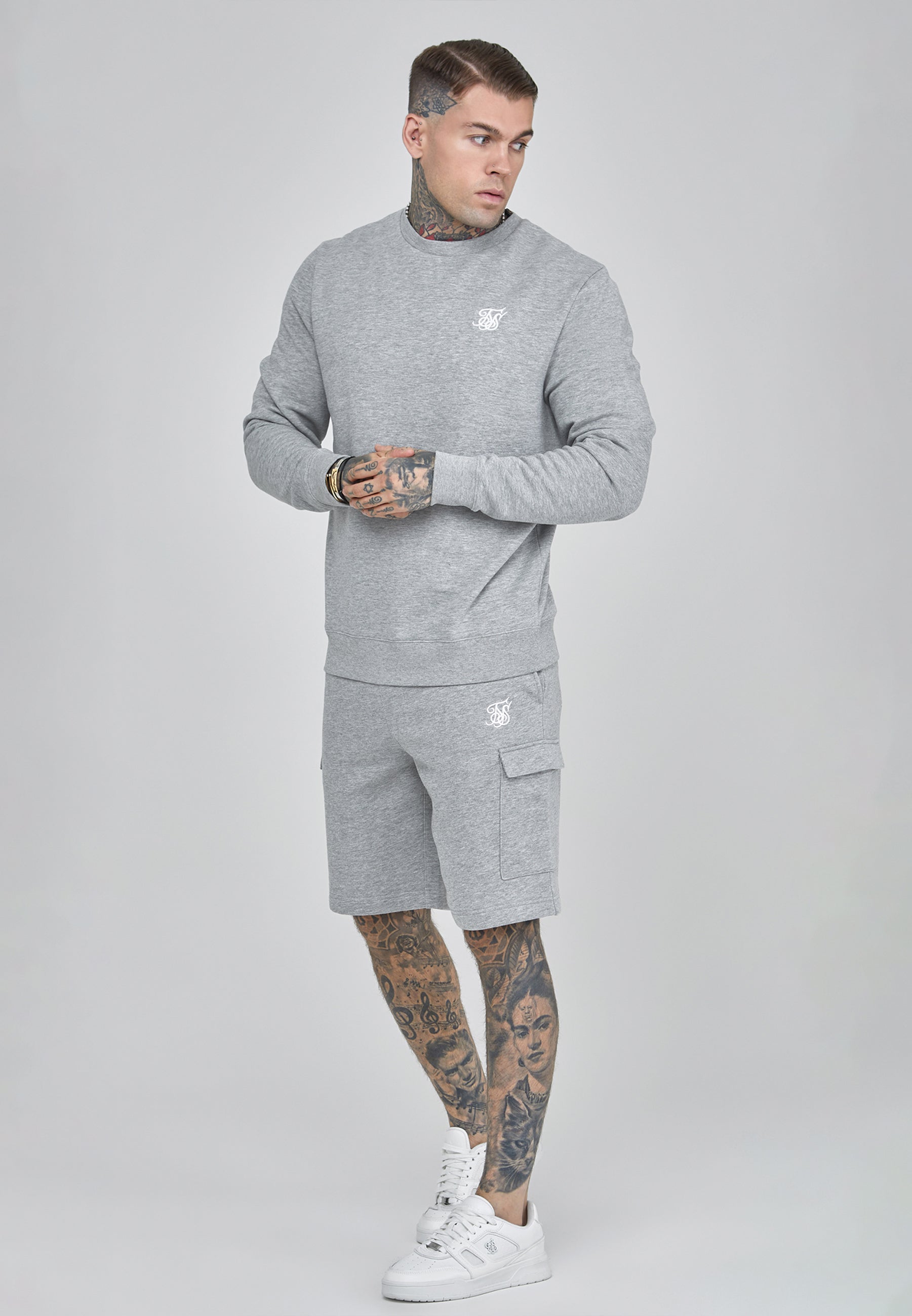 Essentials Cargo Shorts in Grey Marl Shorts SikSilk