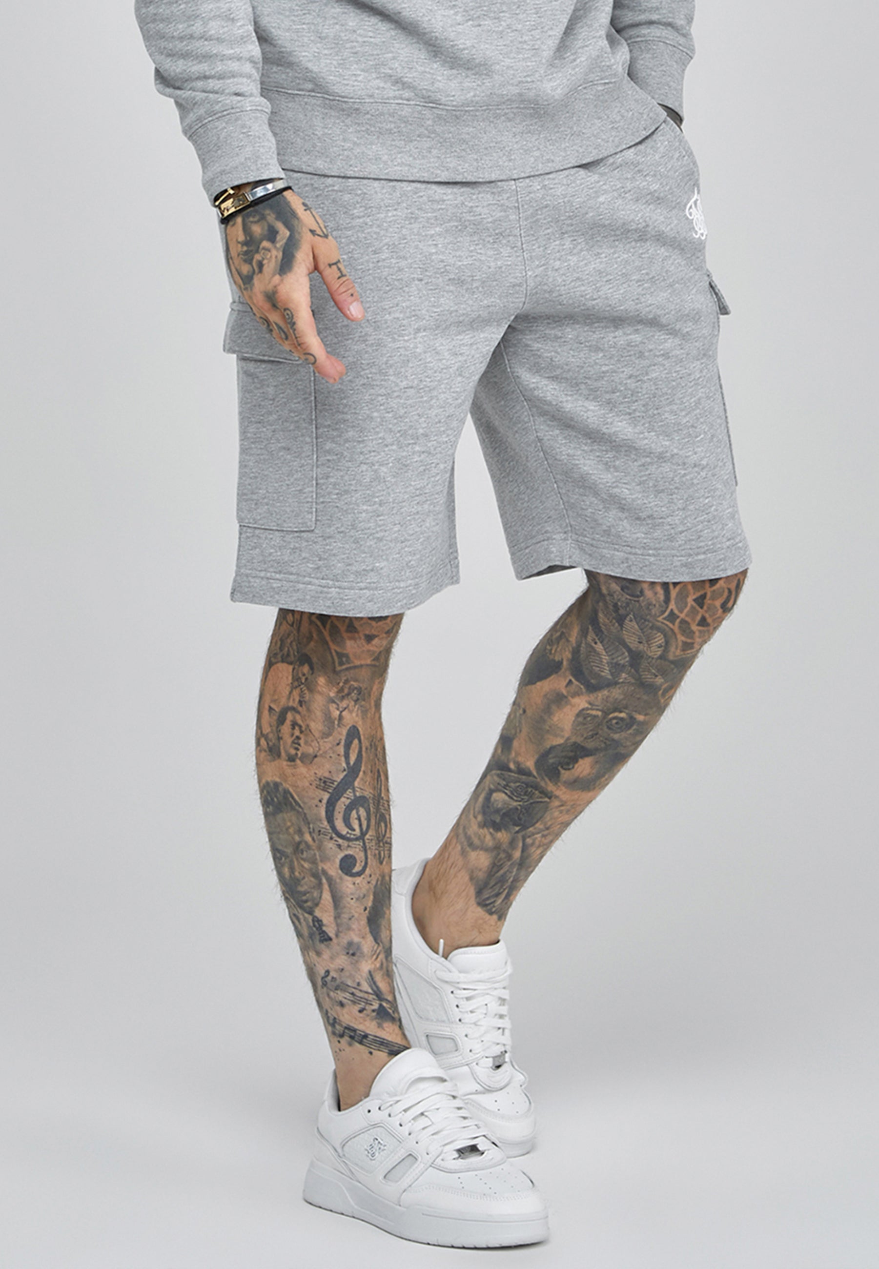 Essentials Cargo Shorts in Grey Marl Shorts SikSilk