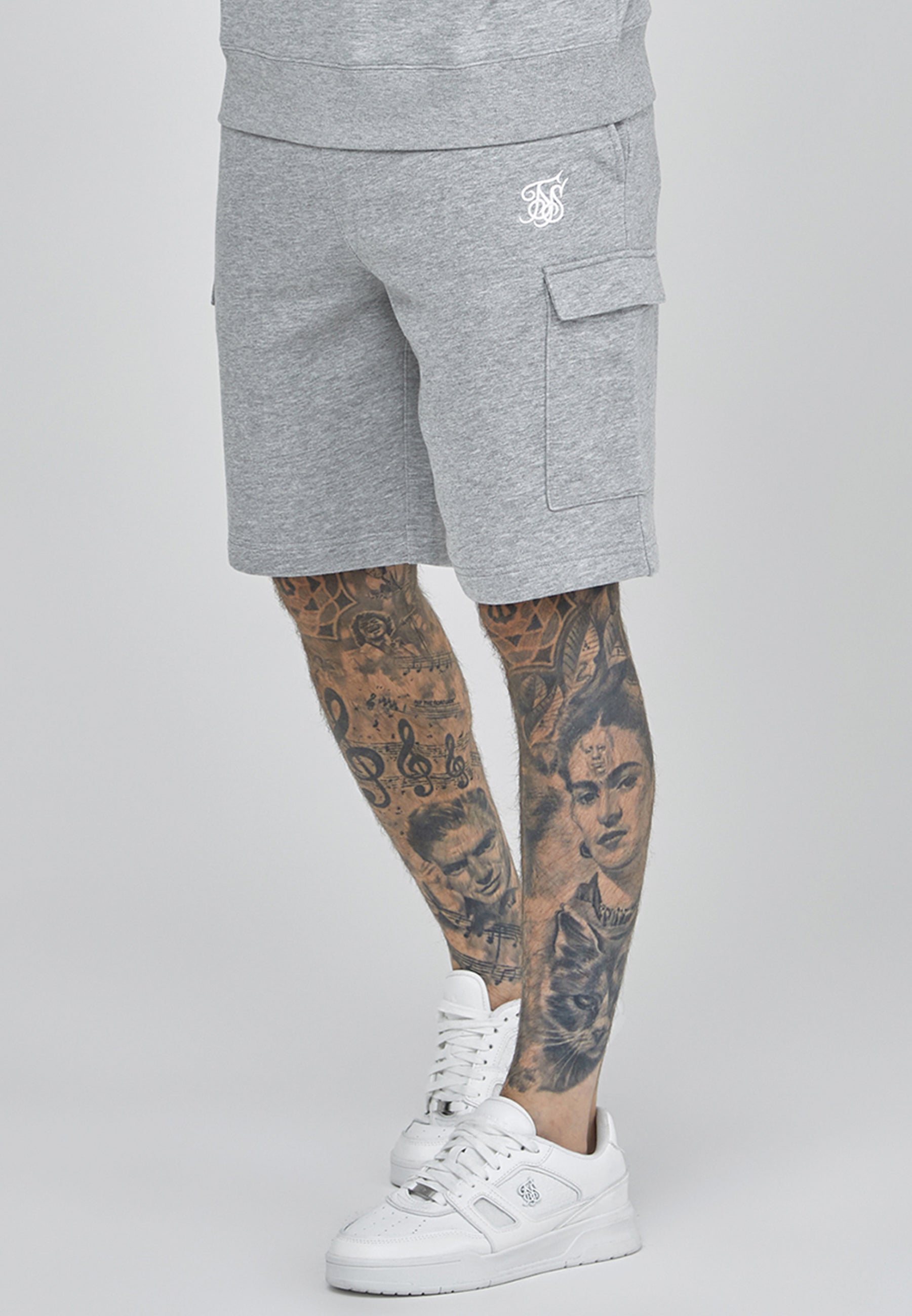 Essentials Cargo Shorts in Grey Marl Shorts SikSilk