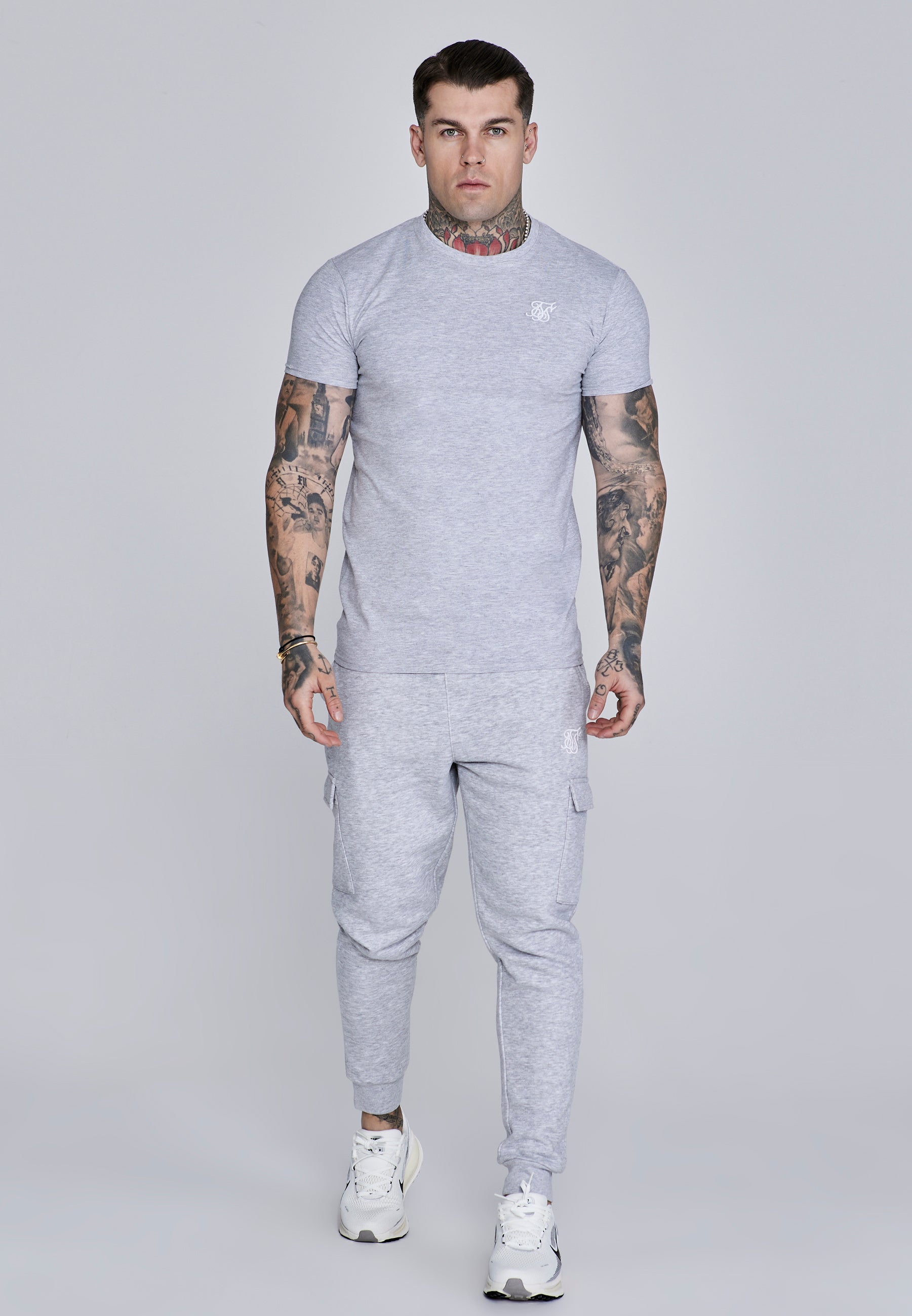 Essentials Cargo Joggers in Grey Marl Hosen SikSilk