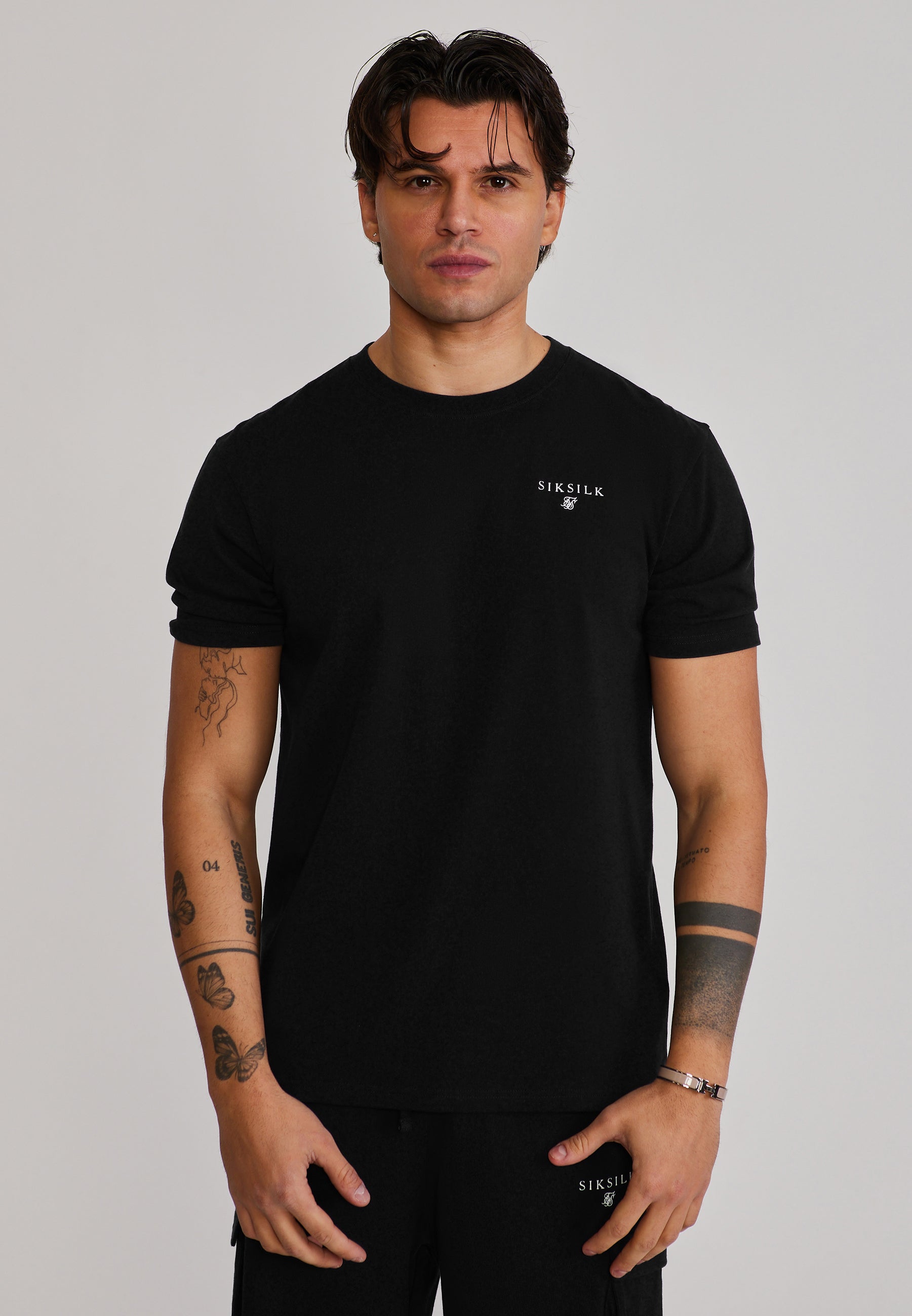 T-Shirt and Shorts Set in Black Sets SikSilk