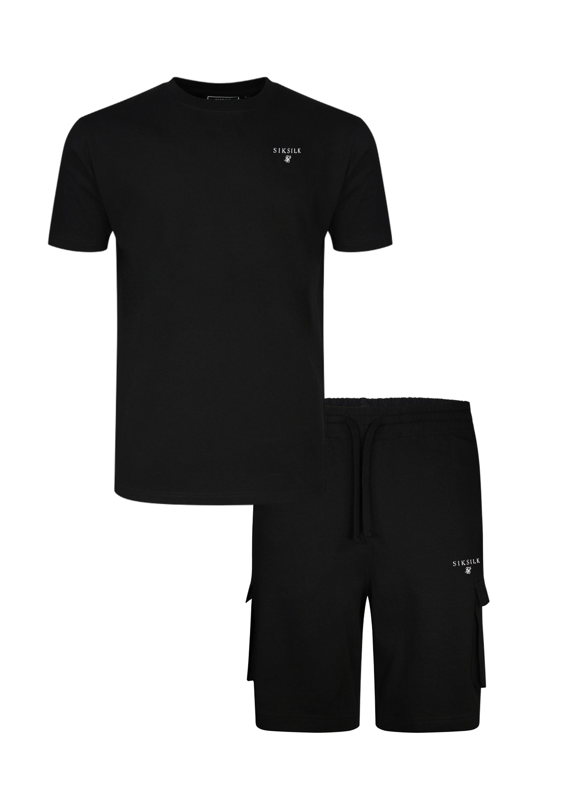T-Shirt and Shorts Set in Black Sets SikSilk