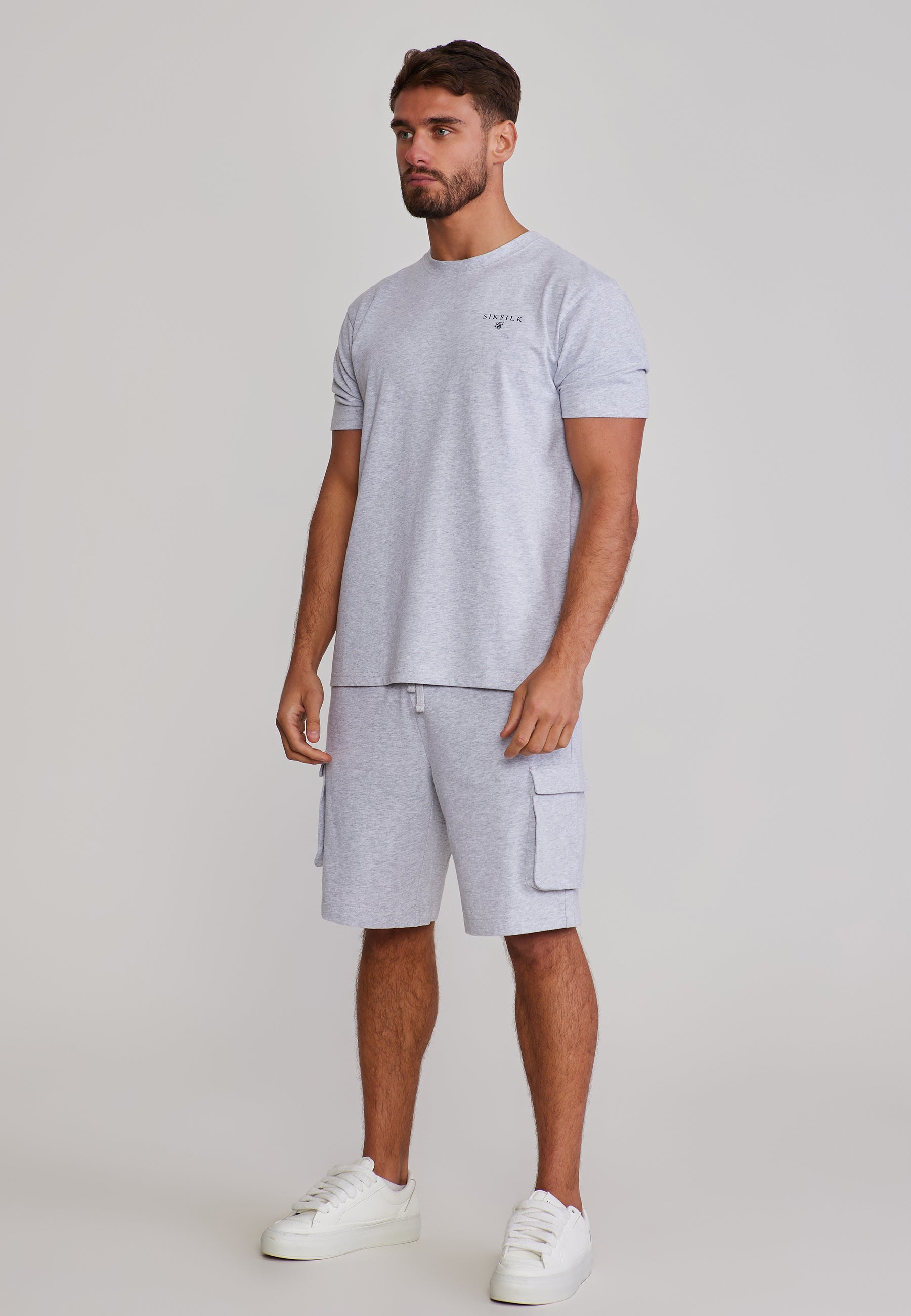 T-Shirt and Shorts Set in Grey Marl Sets SikSilk
