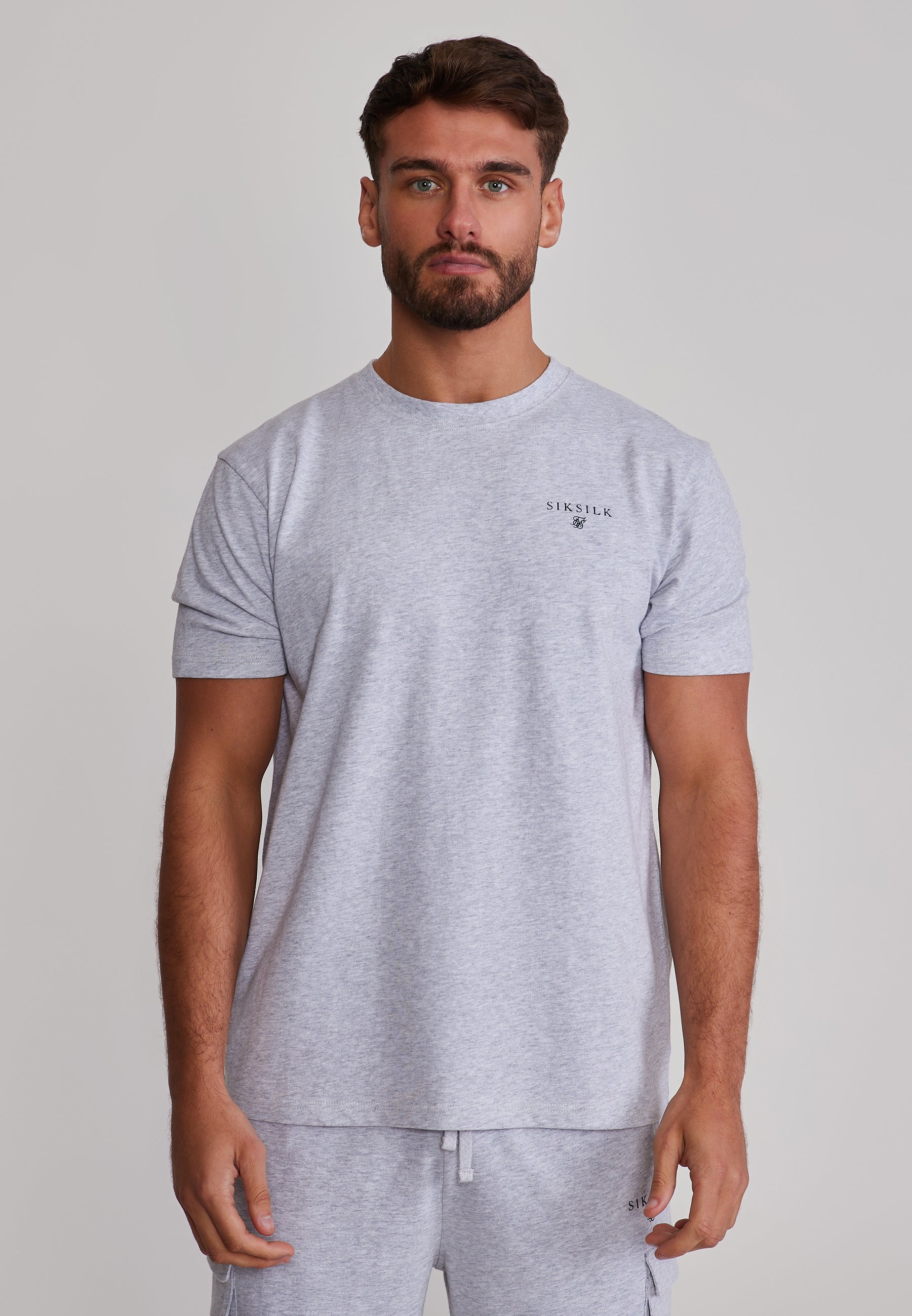 T-Shirt and Shorts Set in Grey Marl Sets SikSilk