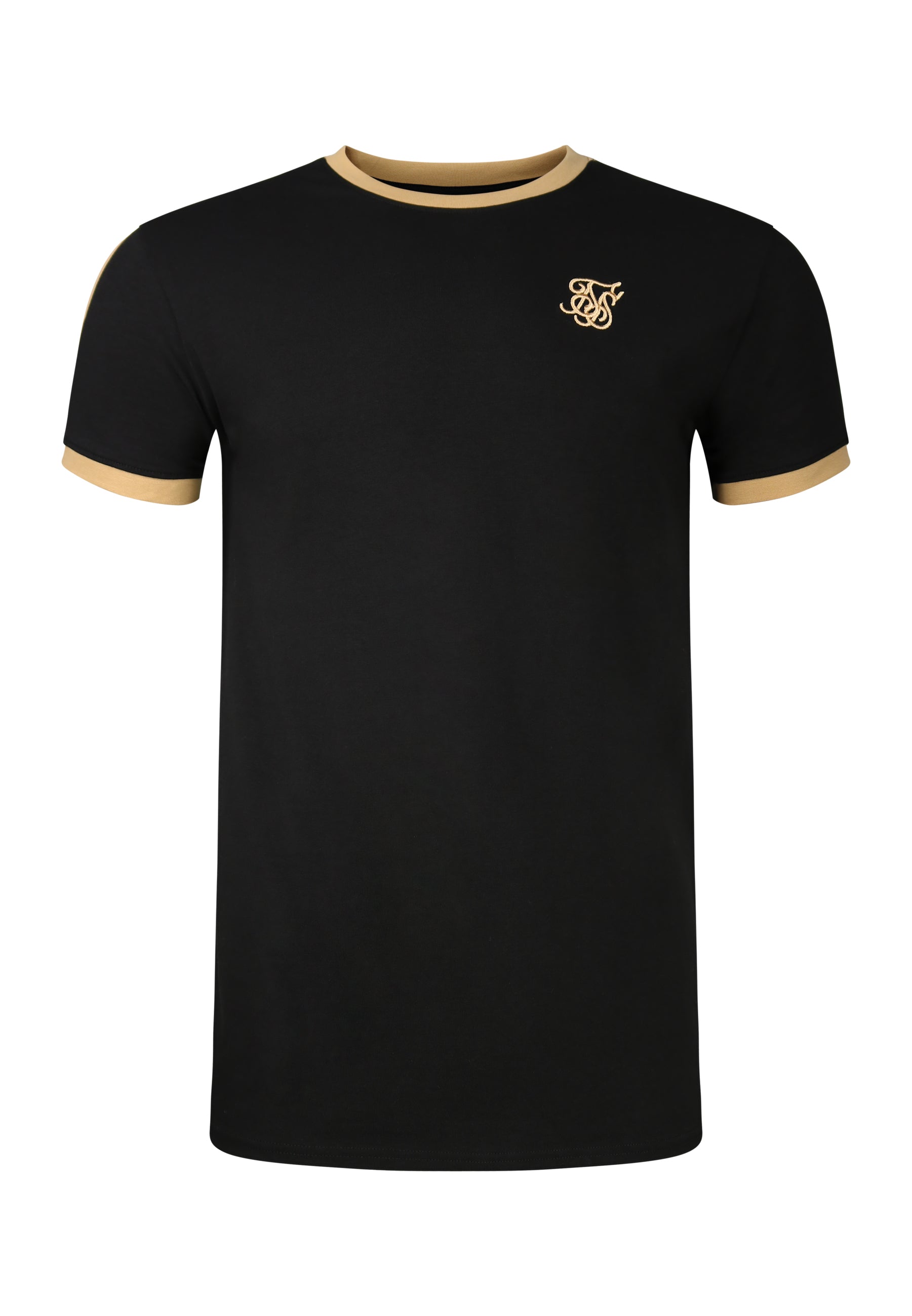 Stripe Ringer T-Shirt in Black-Gold T-Shirts SikSilk