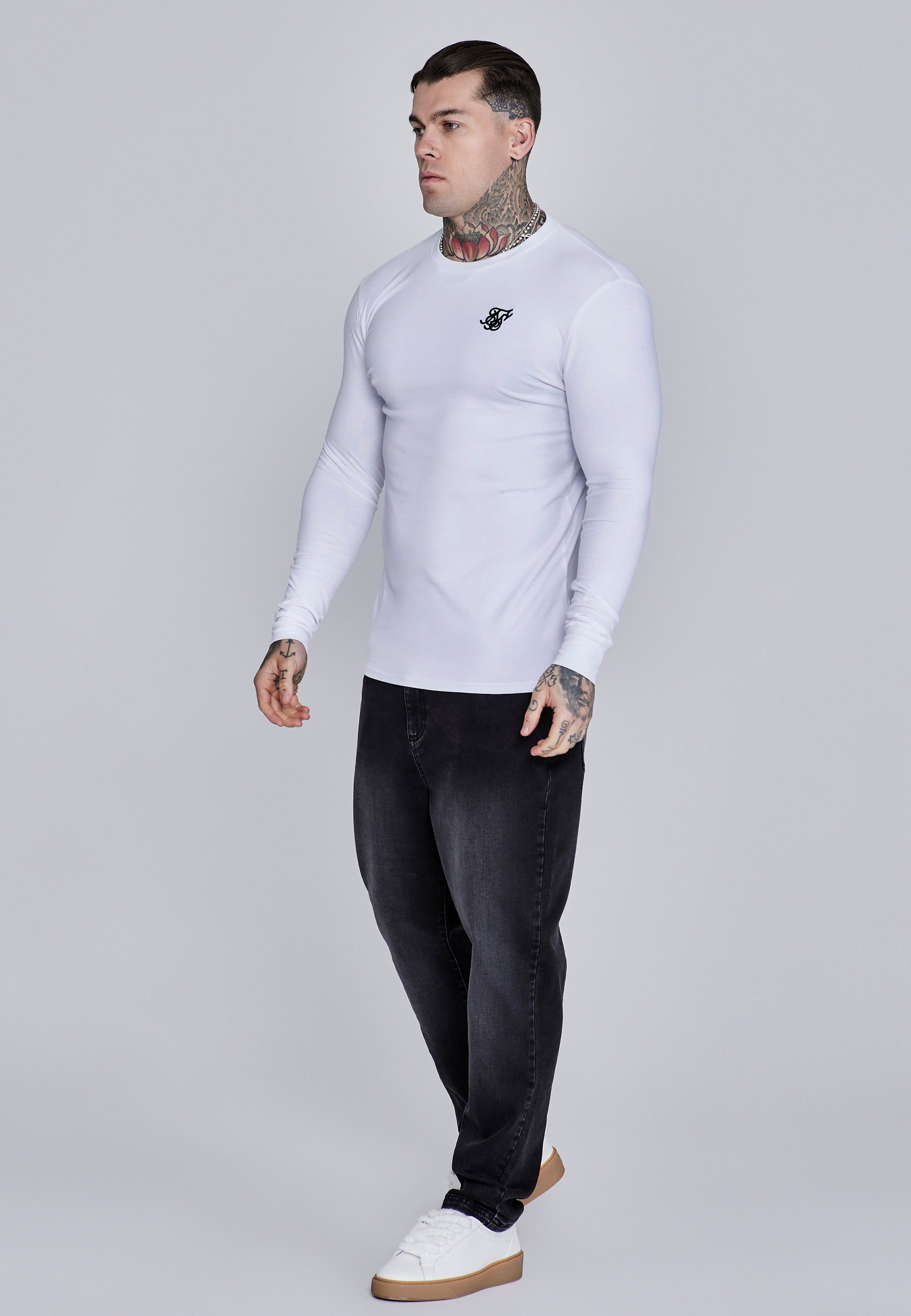 Essentials Long Sleeve T-Shirt in White T-Shirts SikSilk