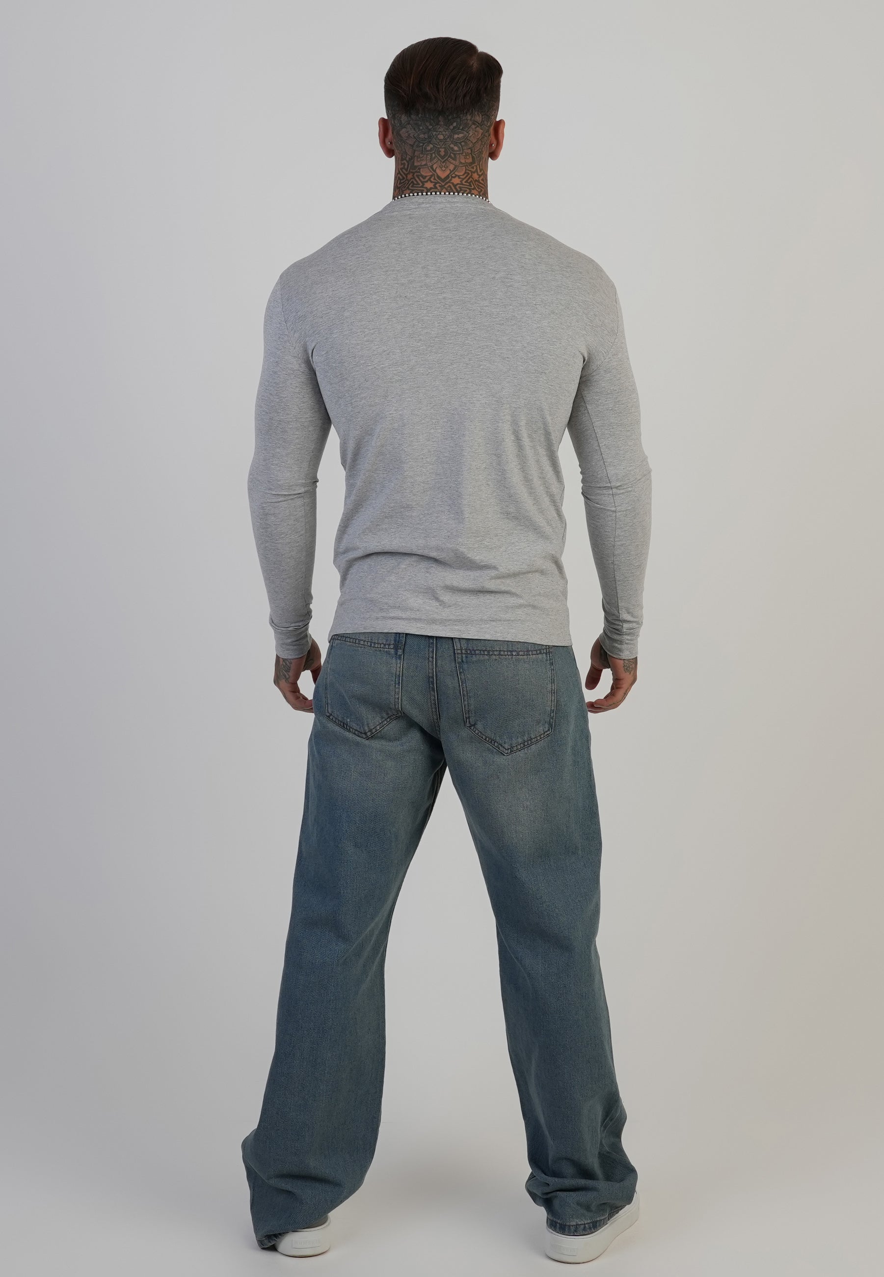 Essentials Long Sleeve T-Shirt in Grey Marl T-Shirts SikSilk