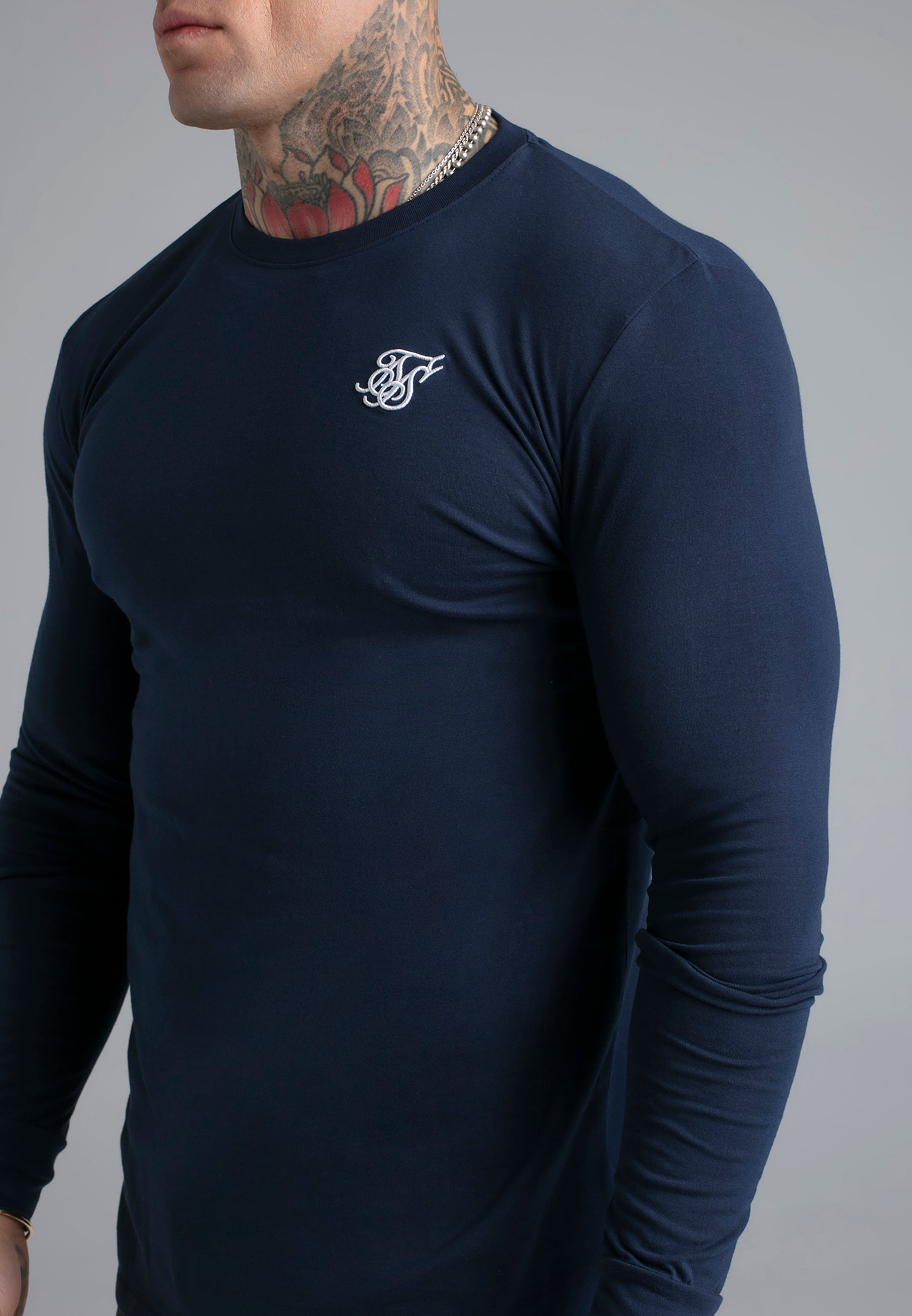 Essentials LS T-Shirt in Navy T-Shirts SikSilk
