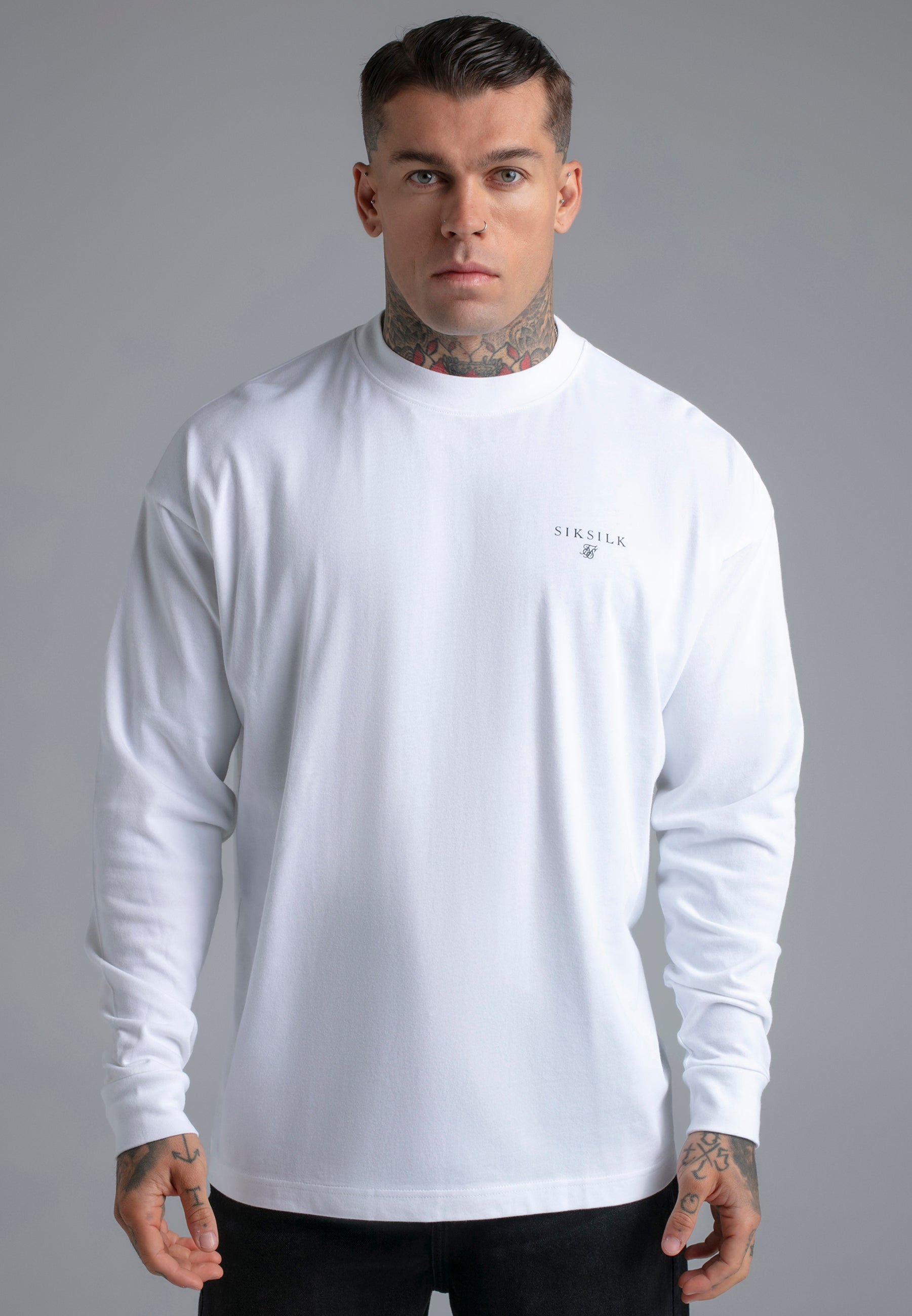 Long Sleeve T-Shirt in White T-Shirts SikSilk