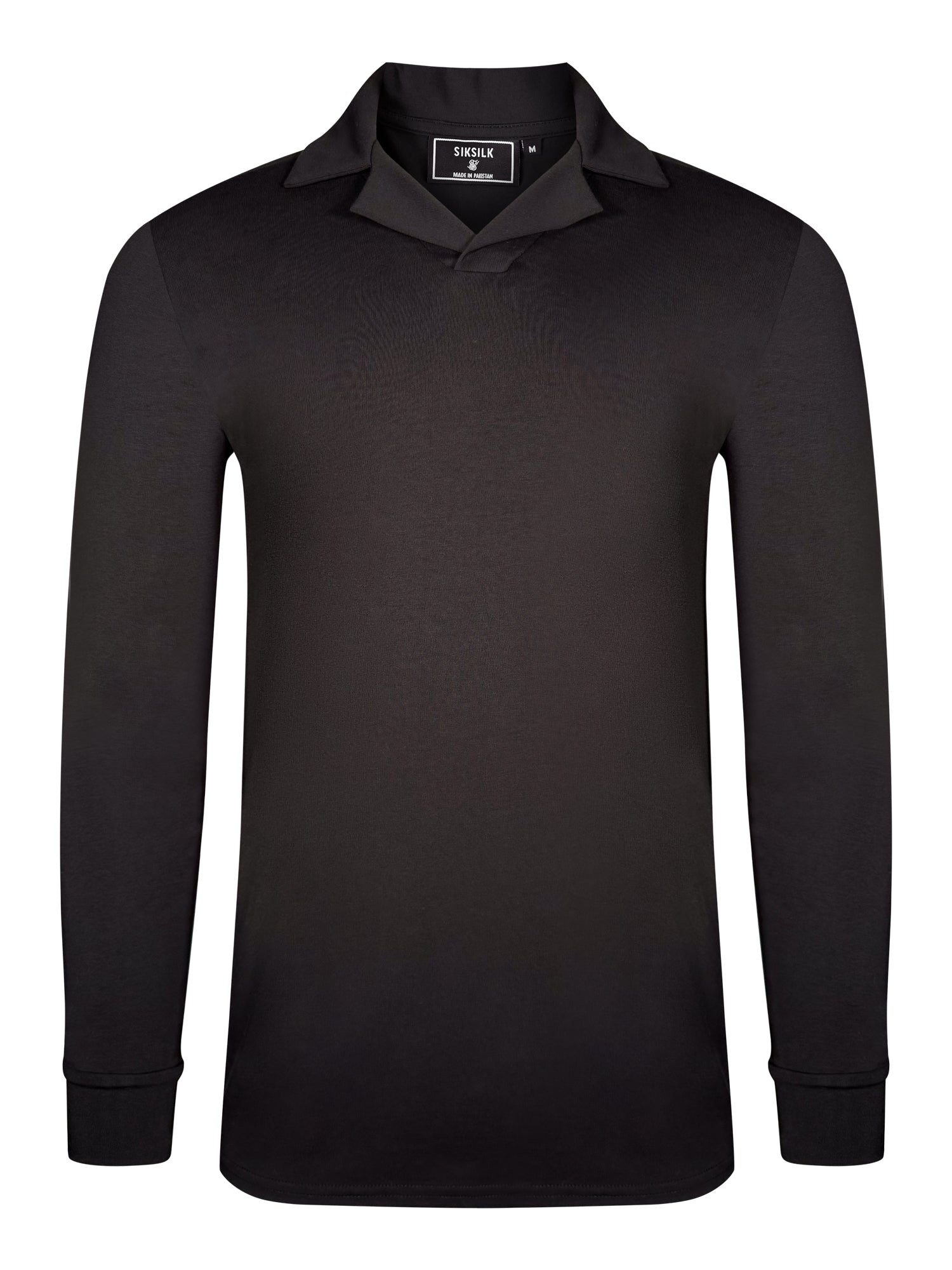 Long Sleeve Revere Polo in Black T-Shirts SikSilk