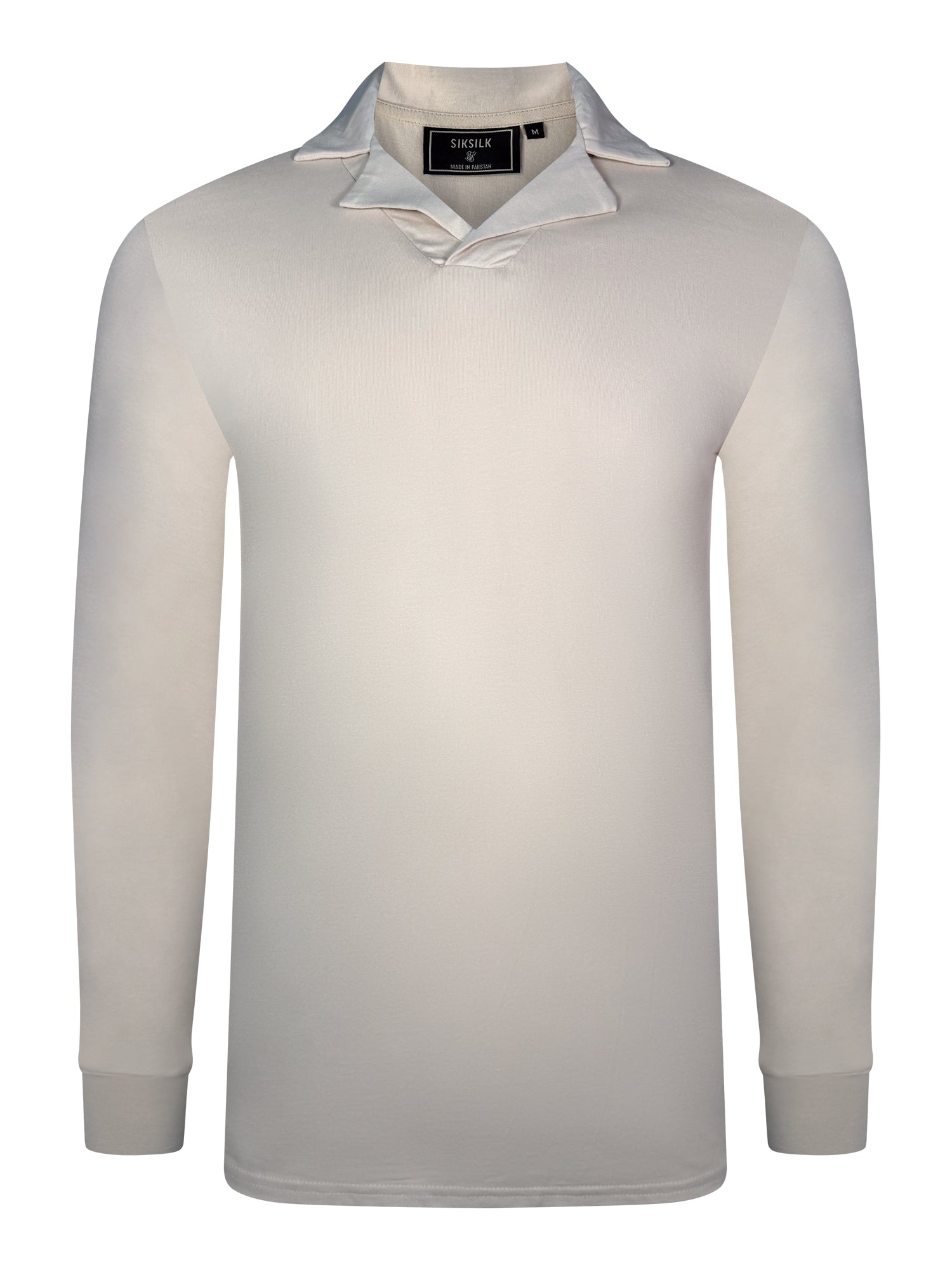 Long Sleeve Revere Polo in Ecru T-Shirts SikSilk