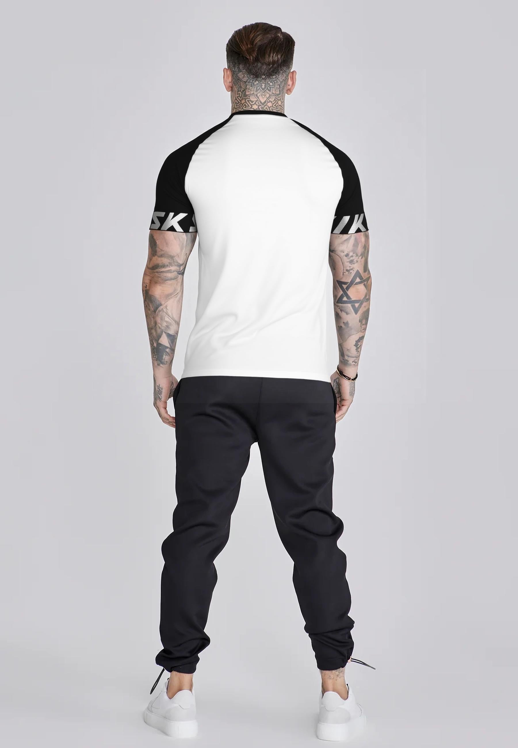 Raglan Tech T-Shirt in White-Black T-Shirts SikSilk