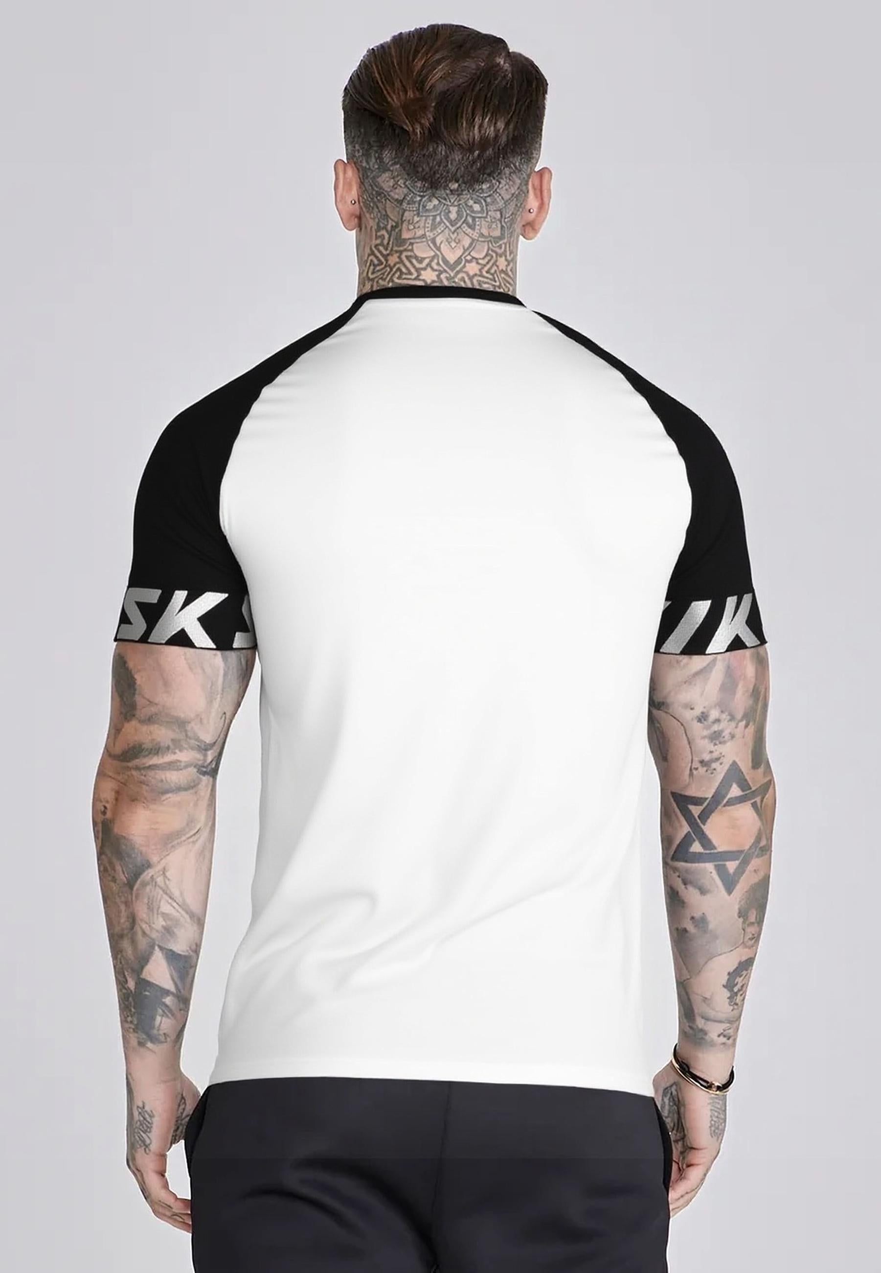 Raglan Tech T-Shirt in White-Black T-Shirts SikSilk