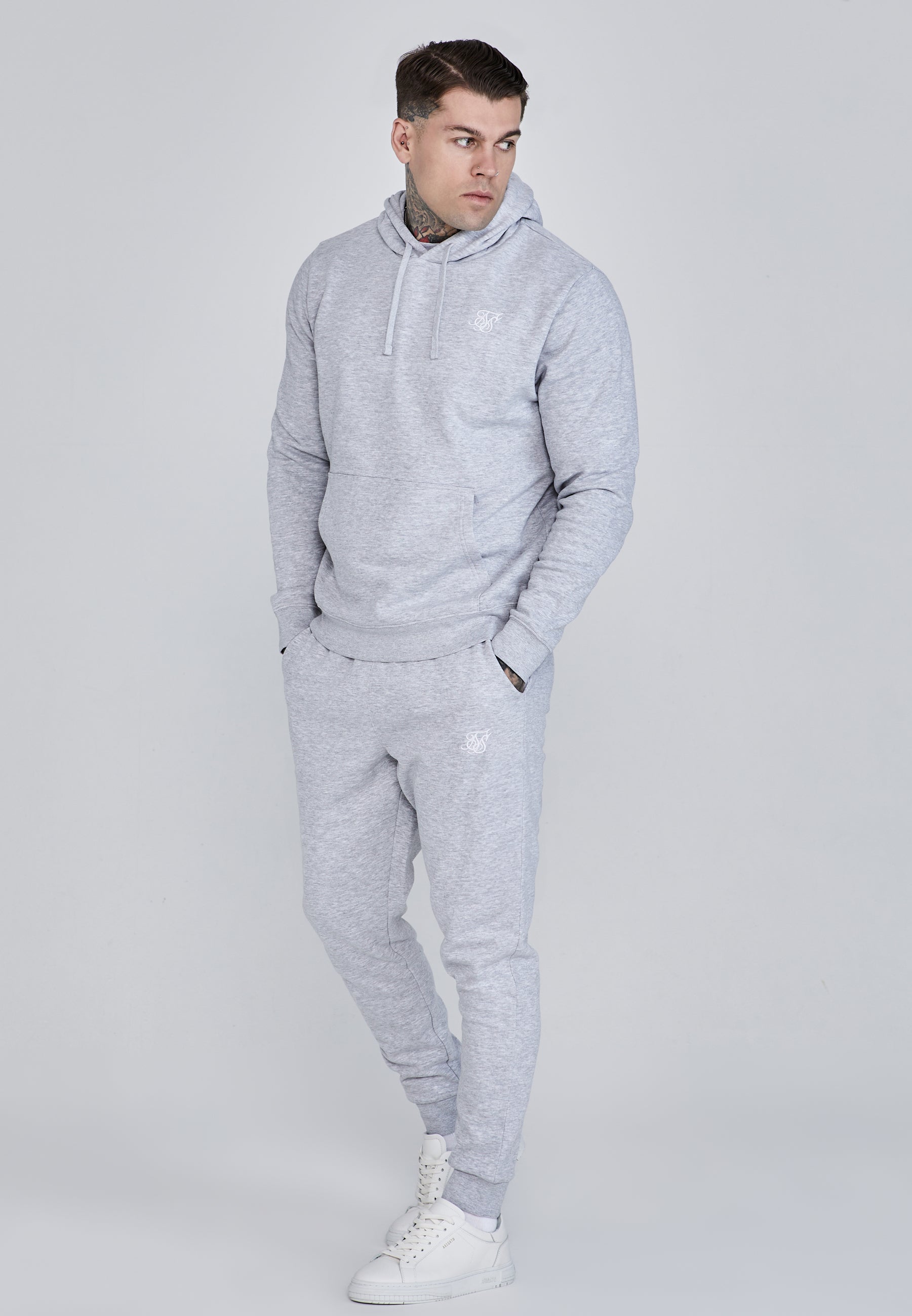 Hoodie and Joggers Set in Grey Marl Sets SikSilk