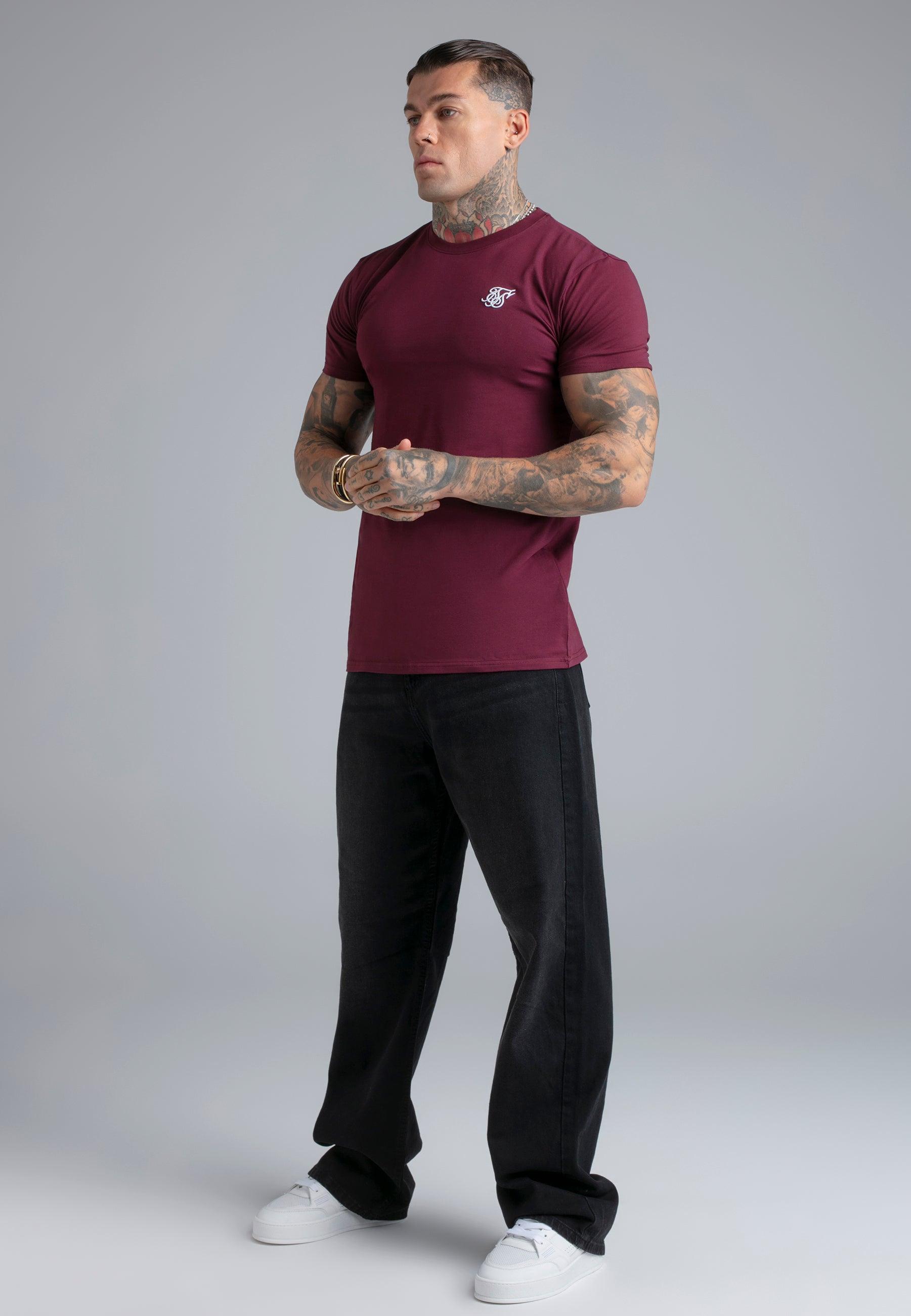 Essentials T-Shirt in Burgundy T-Shirts SikSilk
