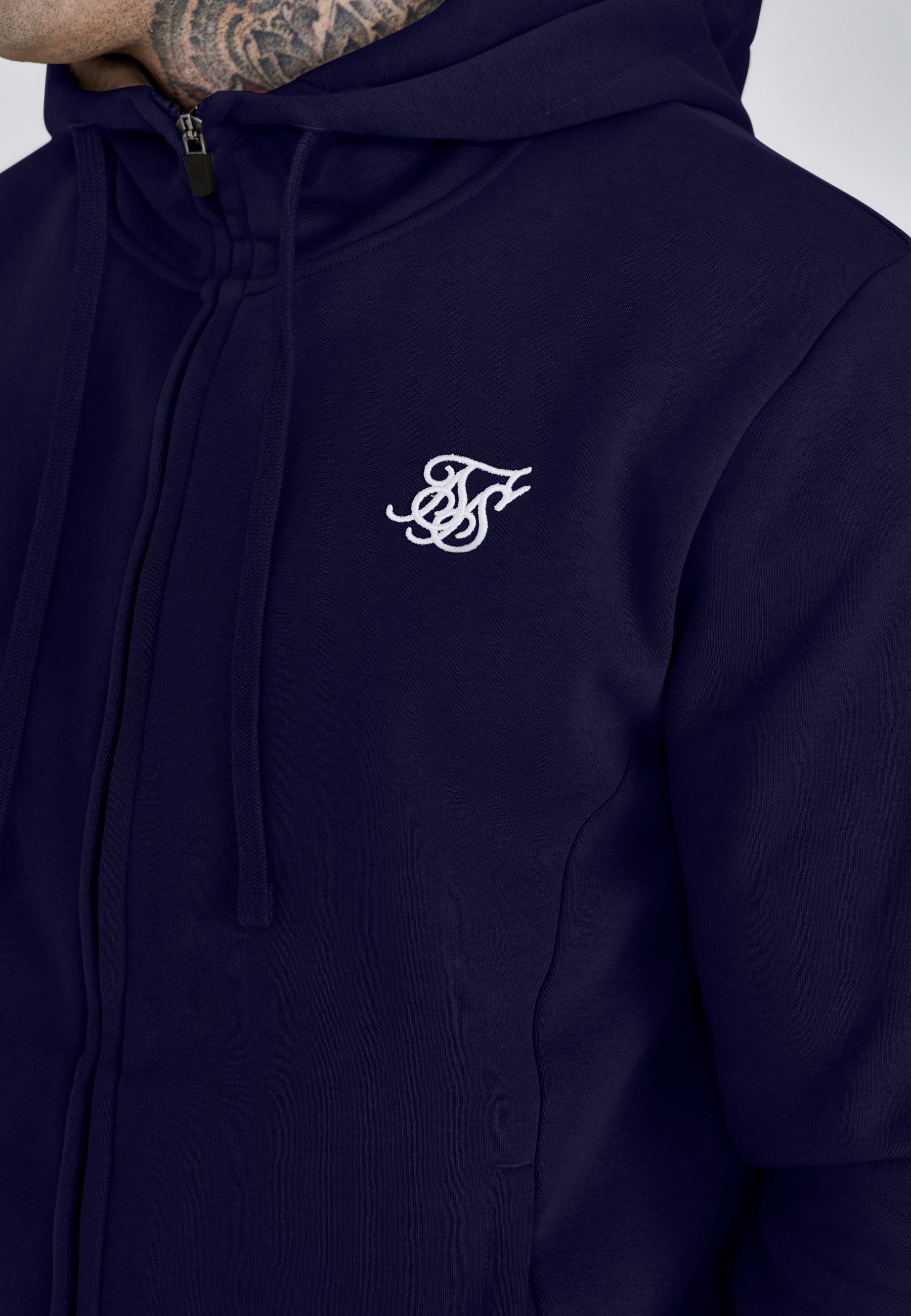 Essentials Full Zip Hoodie in Navy Sweatjacken SikSilk