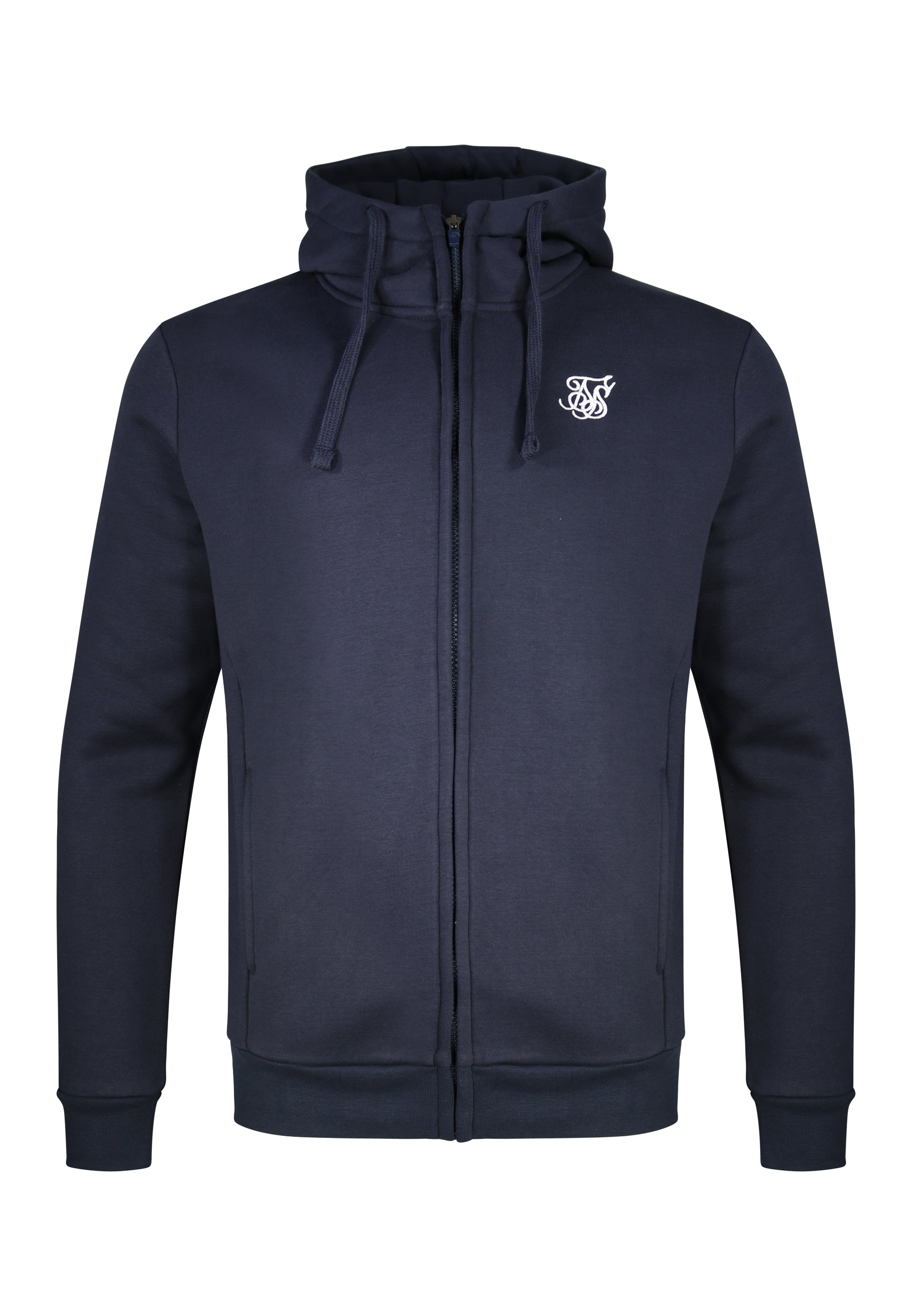 Essentials Full Zip Hoodie in Navy Sweatjacken SikSilk
