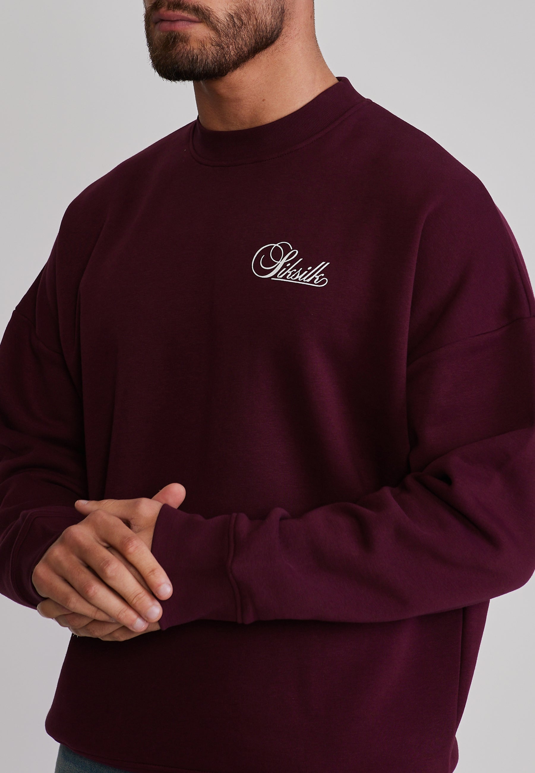 Essentials Sweater in Burgundy Sweatshirts SikSilk