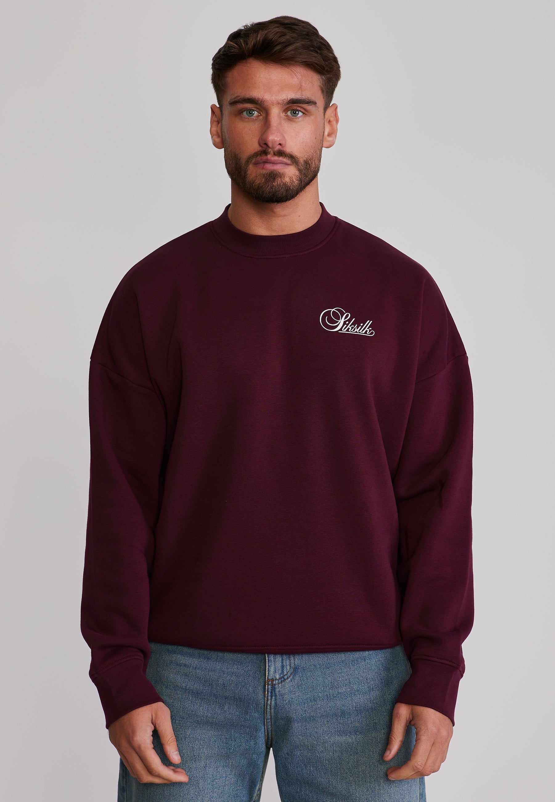 Essentials Sweater in Burgundy Sweatshirts SikSilk