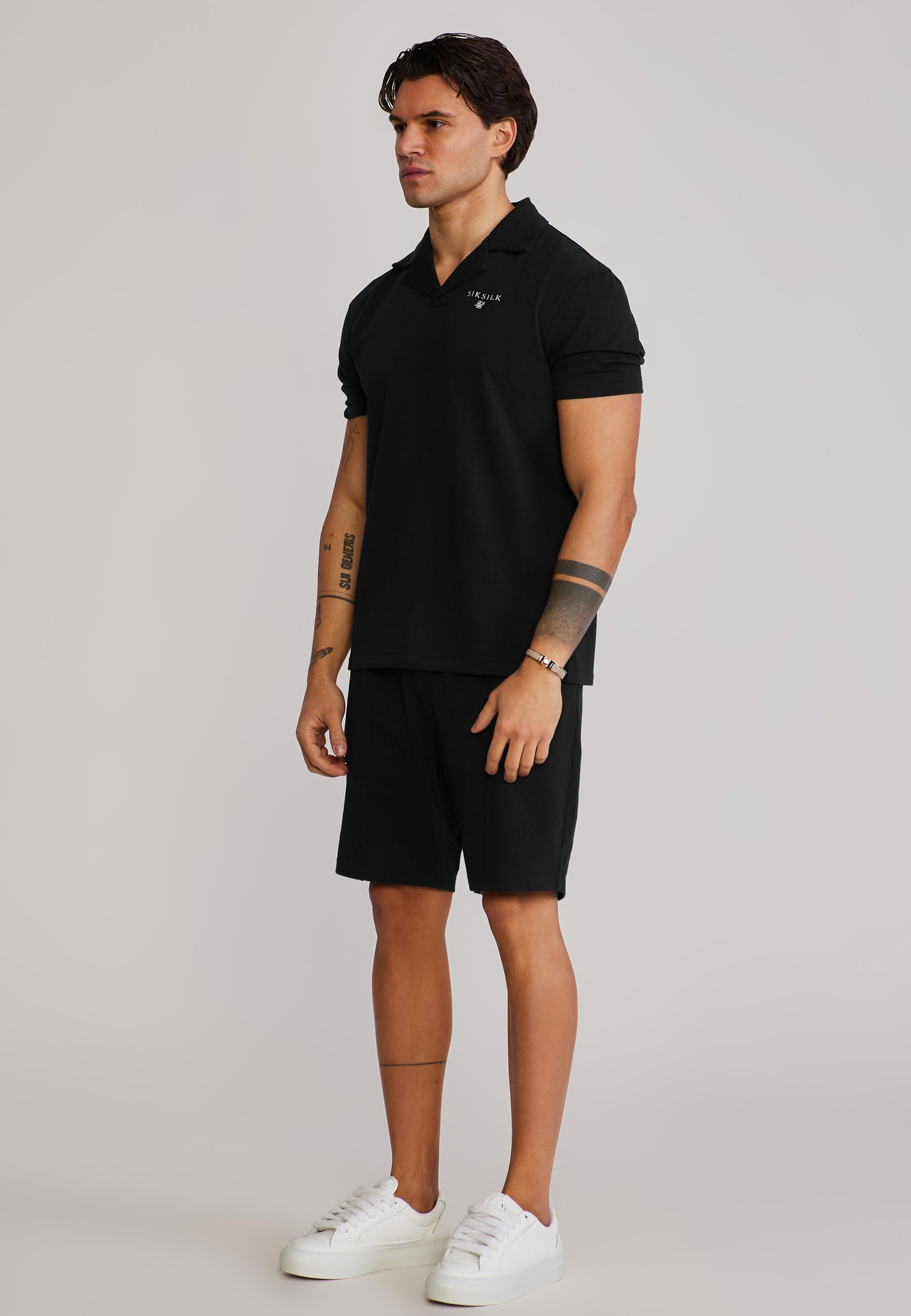 Polo and Shorts Set in Black Sets SikSilk