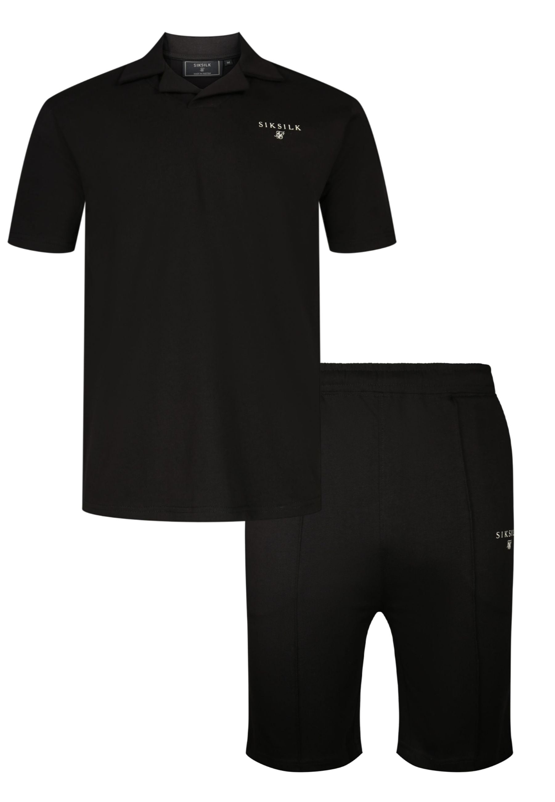 Polo and Shorts Set in Black Sets SikSilk