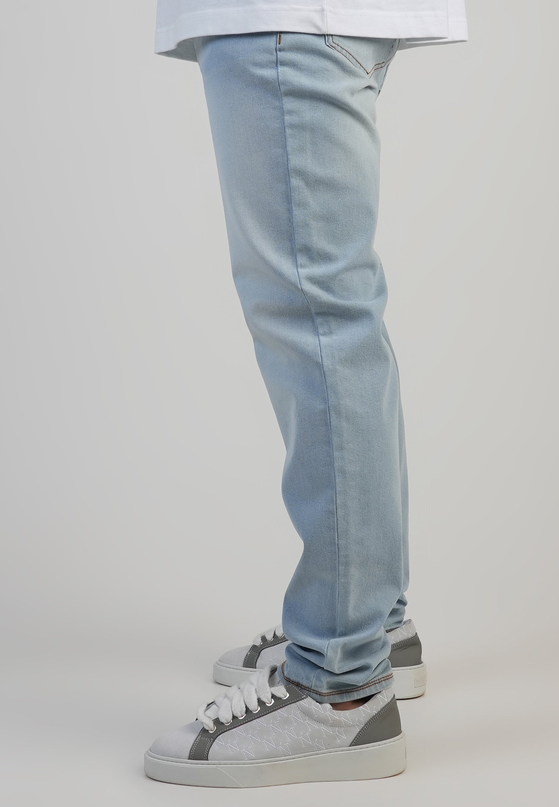 Slim Fit Jeans in Washed Light Blue Jeans SikSilk