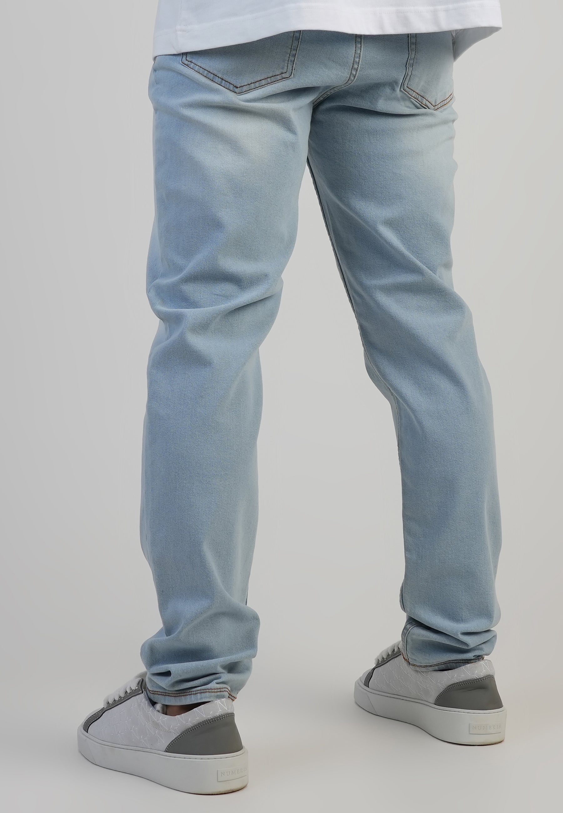 Slim Fit Jeans in Washed Light Blue Jeans SikSilk
