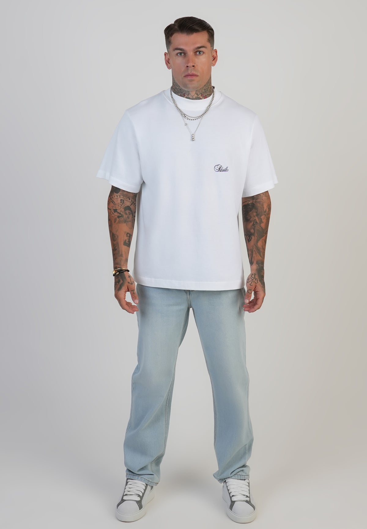 Jeans Straight Fit in Washed Light Blue Jeans SikSilk