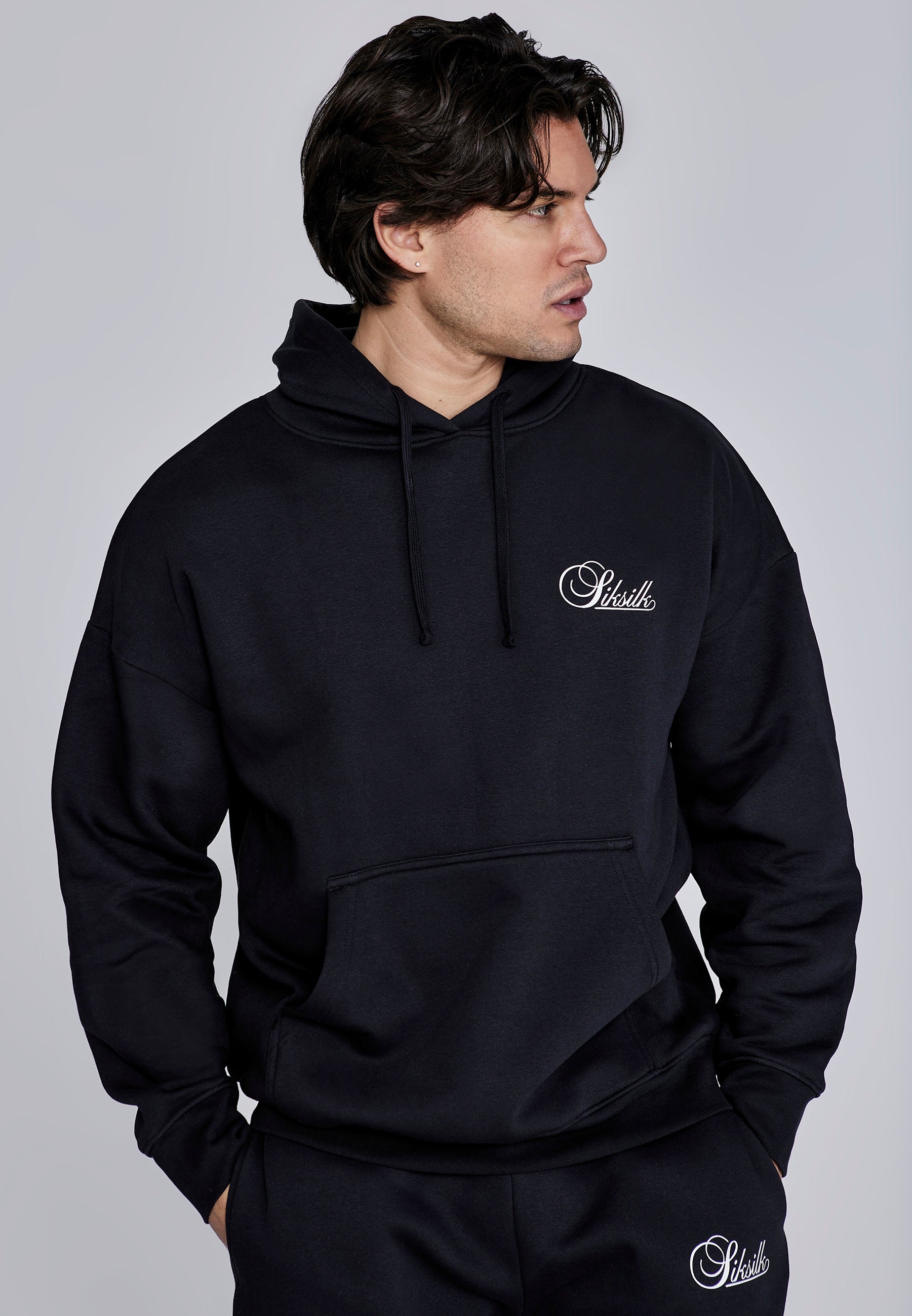 Hoodie and Joggers Set in Black Sets SikSilk