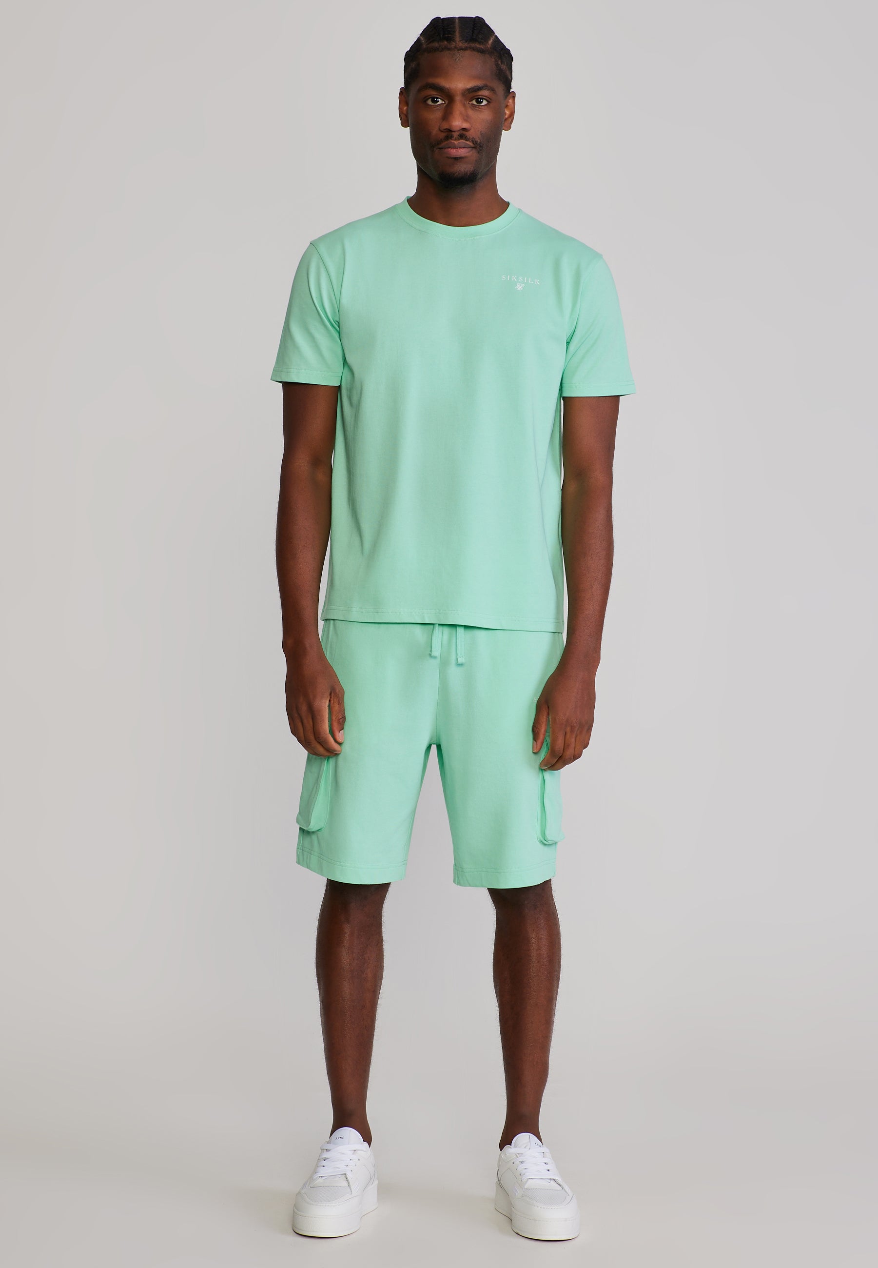 T-Shirt and Shorts Set in Green Sets SikSilk