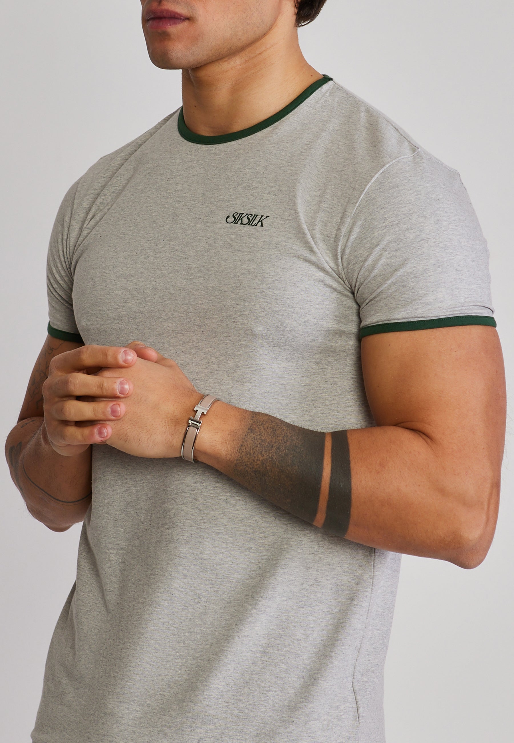 Ringer T-Shirt in Grey Marl T-Shirts SikSilk