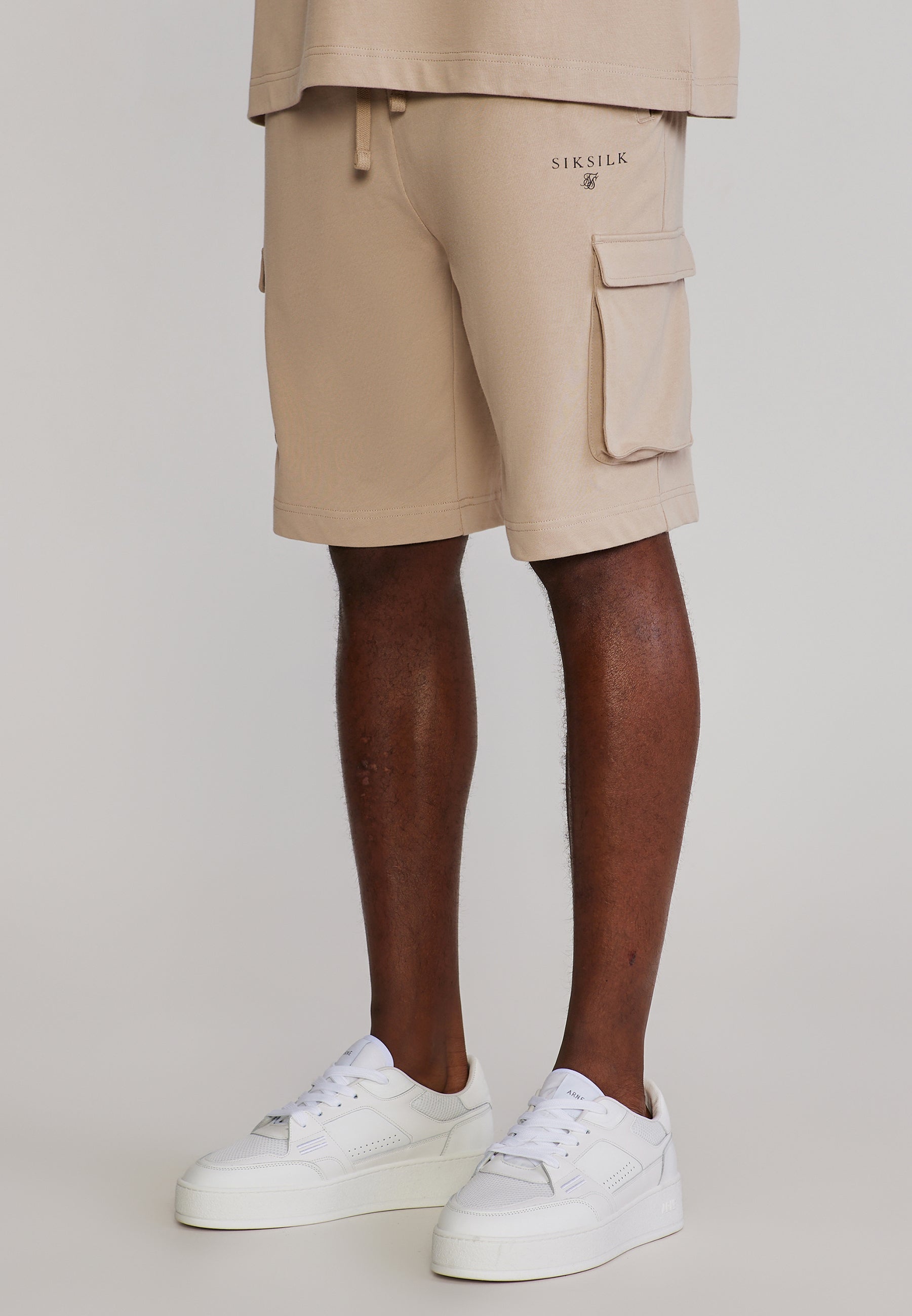T-Shirt and Shorts Set in Beige Sets SikSilk