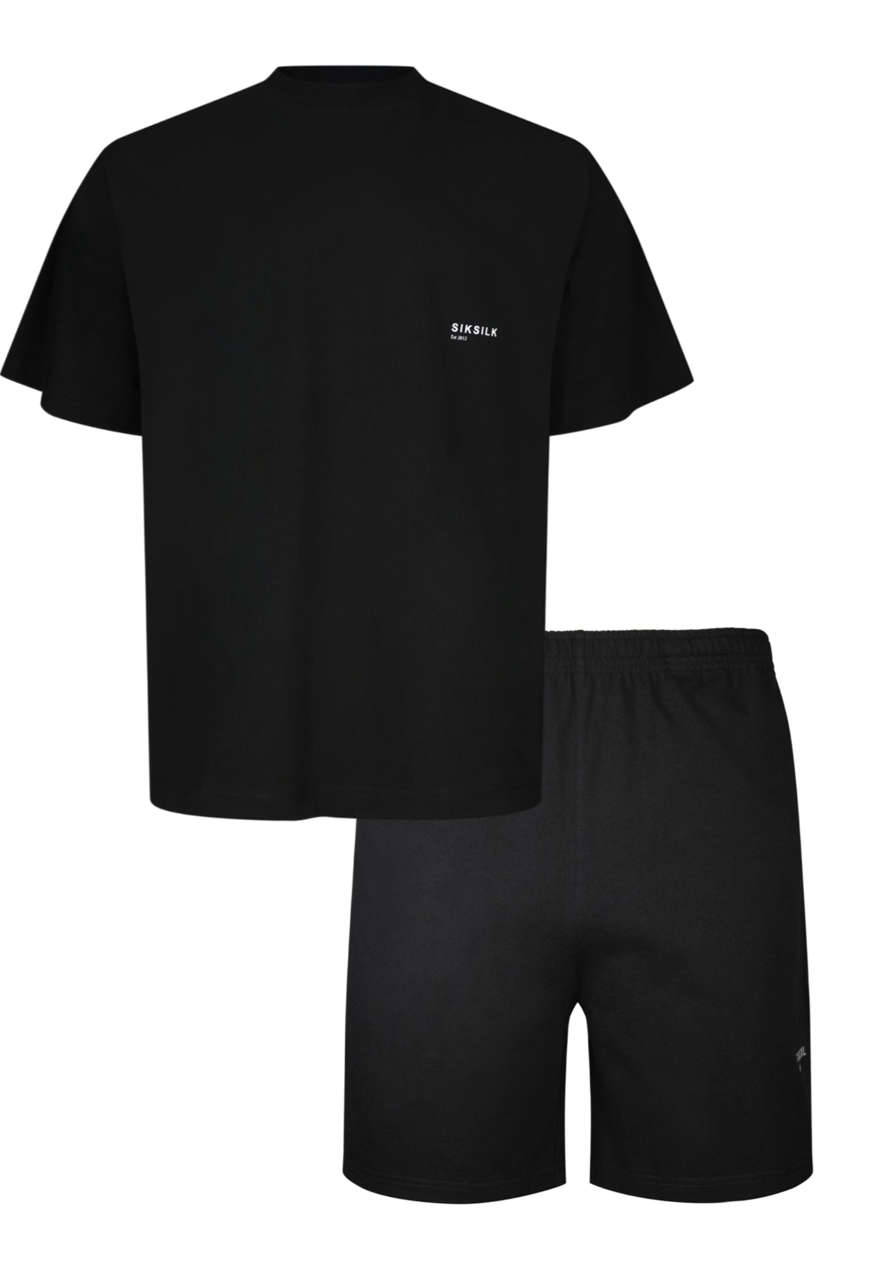 T-Shirt and Shorts Set in Black Sets SikSilk