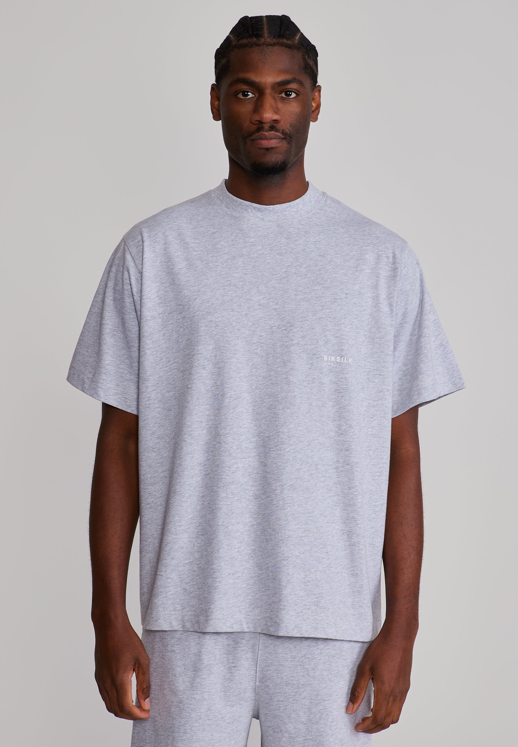 T-Shirt and Shorts Set in Grey Marl Sets SikSilk