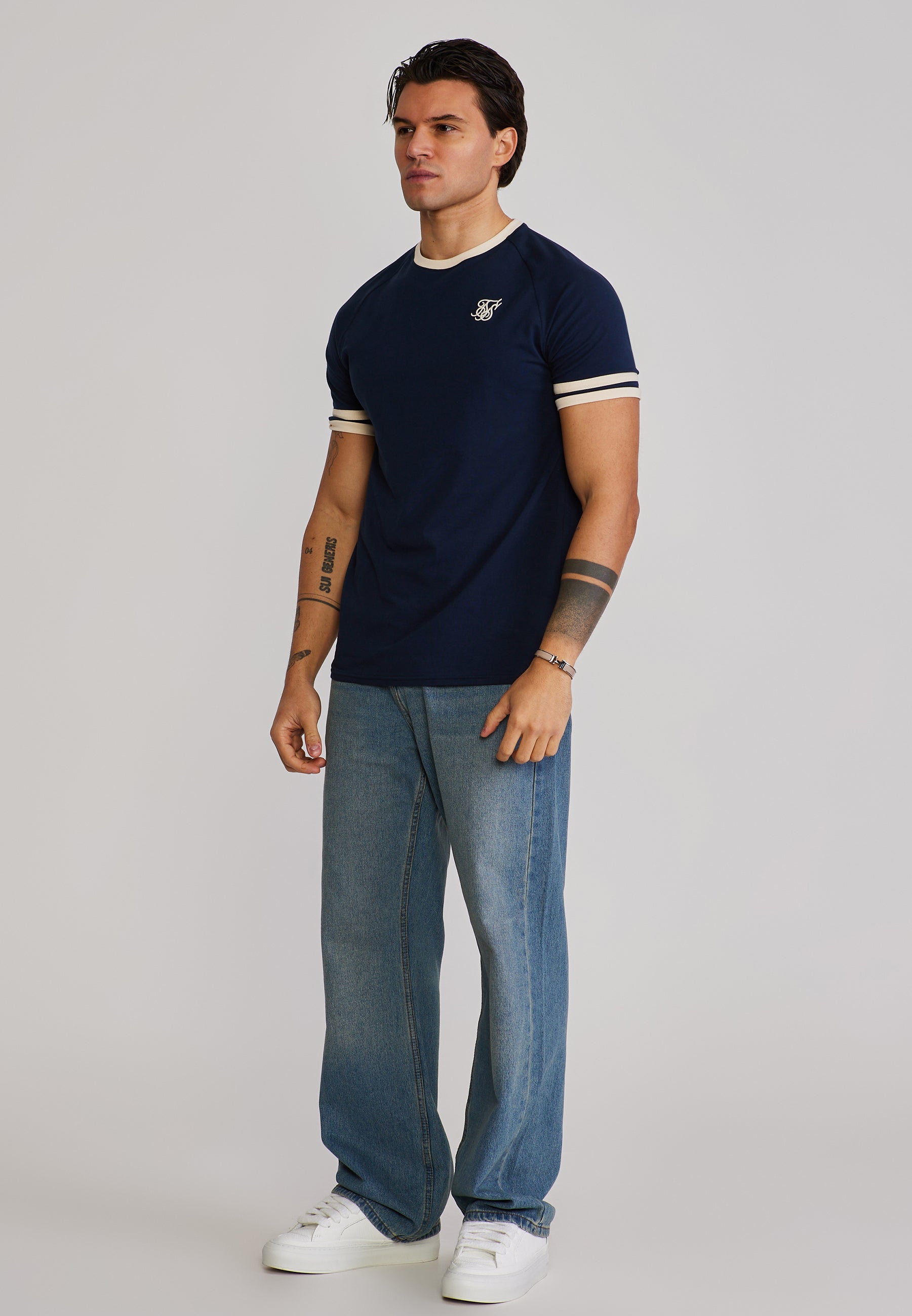 Tournament T-Shirt in Navy-Ecru T-Shirts SikSilk