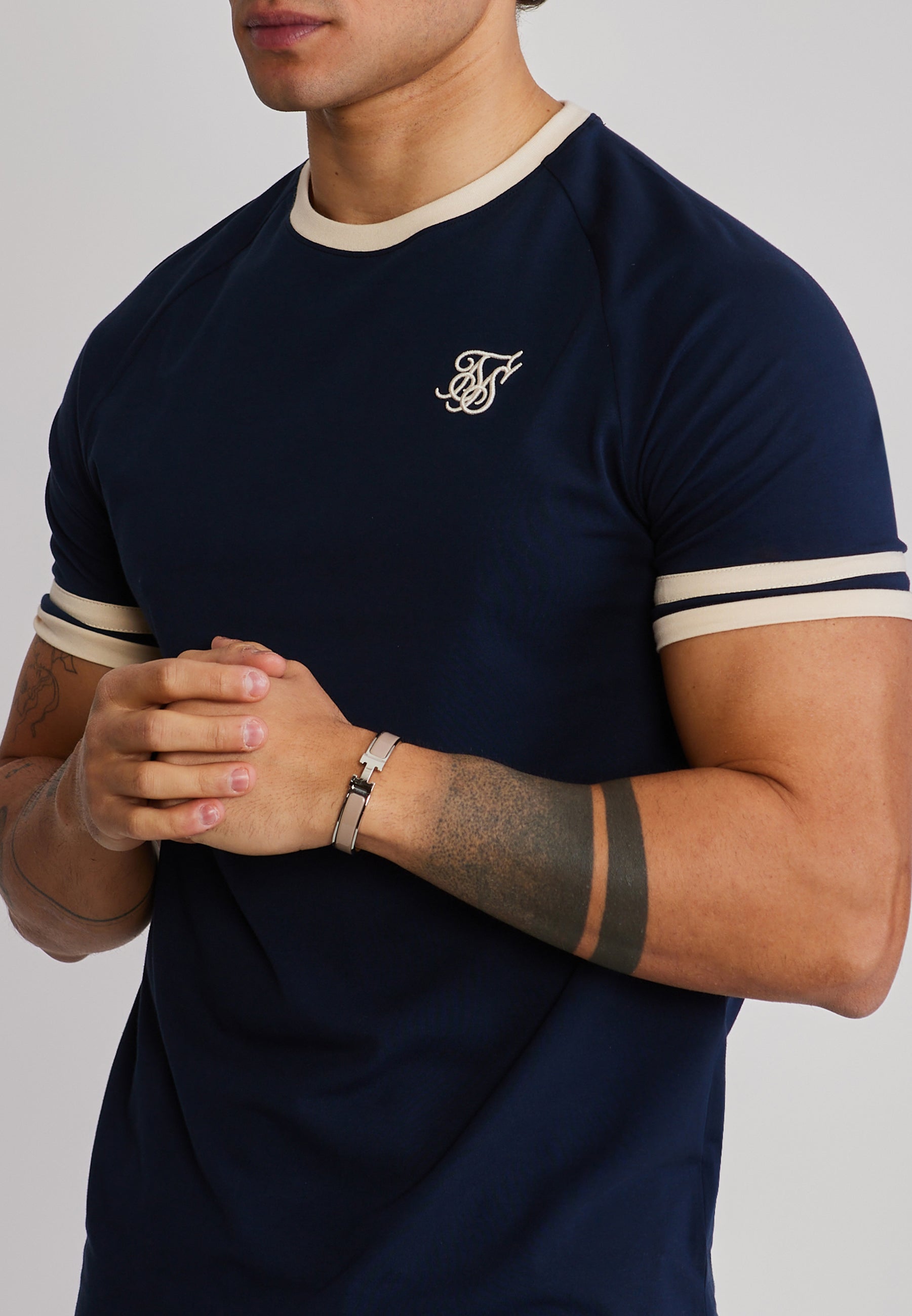 Tournament T-Shirt in Navy-Ecru T-Shirts SikSilk