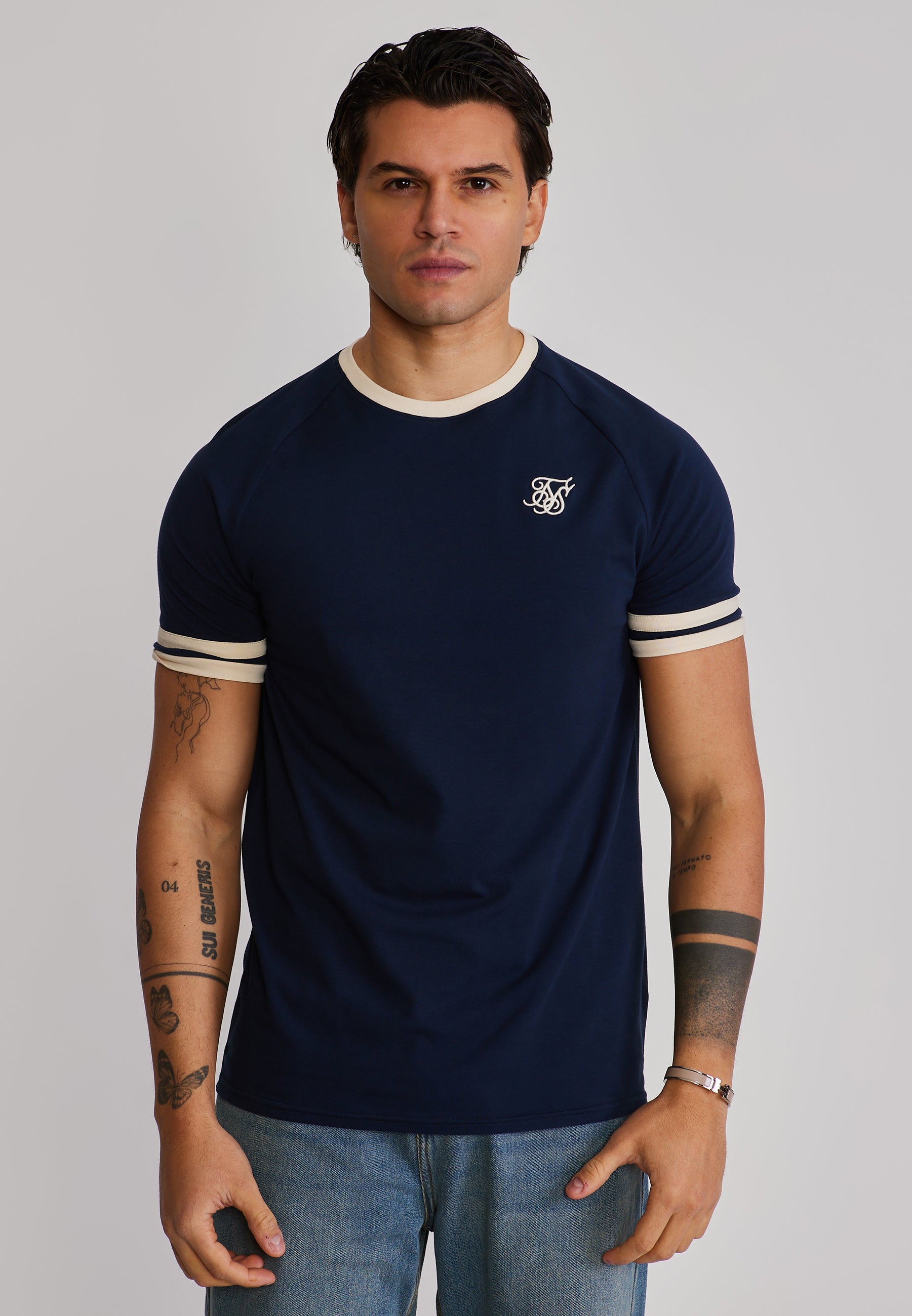 Tournament T-Shirt in Navy-Ecru T-Shirts SikSilk