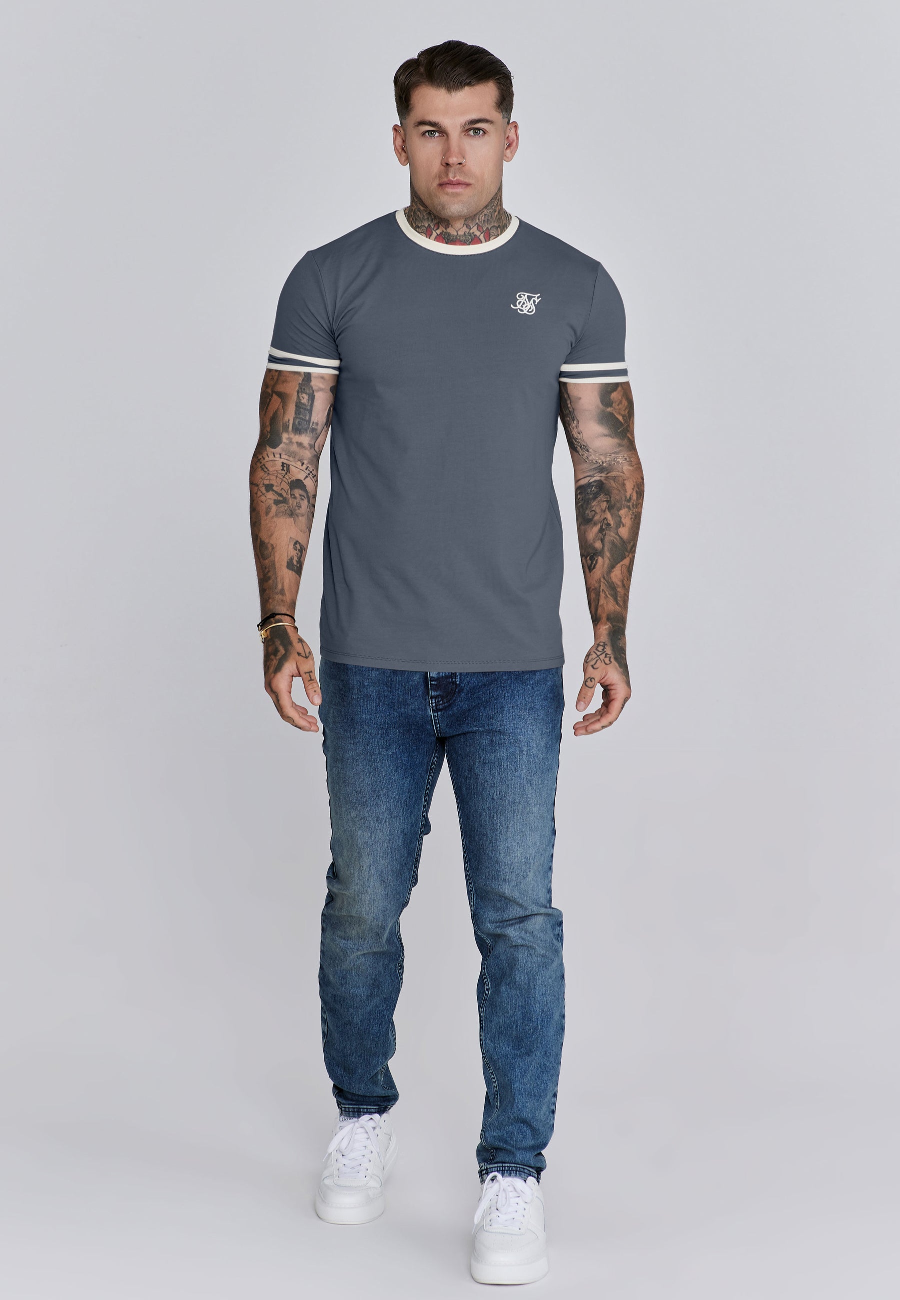 Tournament T-Shirt in Grey-Ecru T-Shirts SikSilk